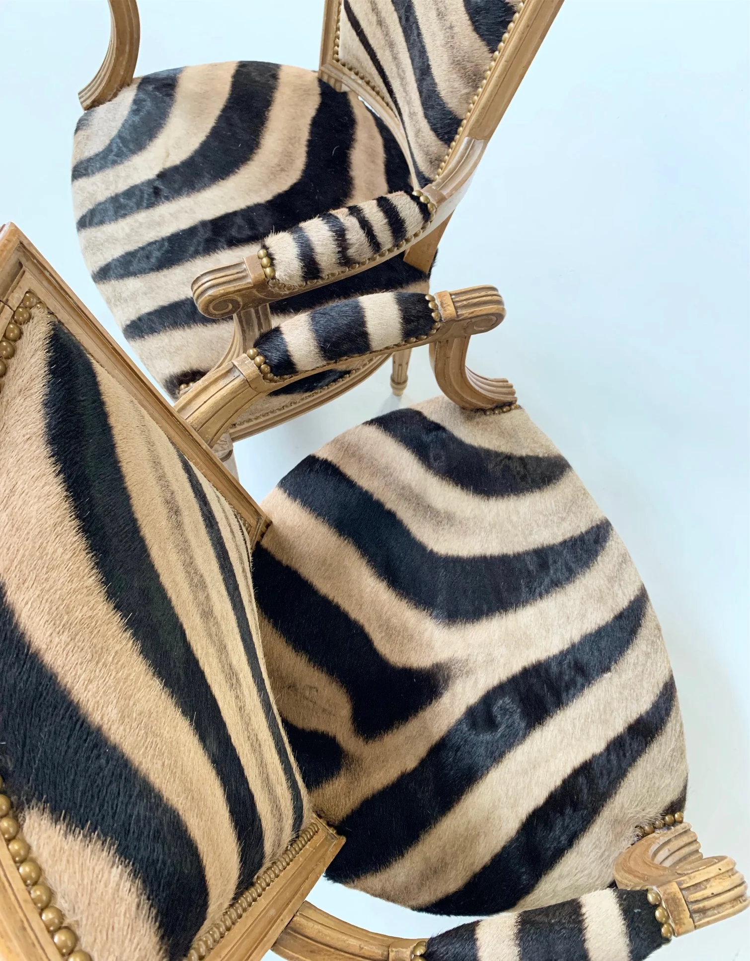 Louis XVI Style Armchairs in Zebra Hide, pair - Image 6