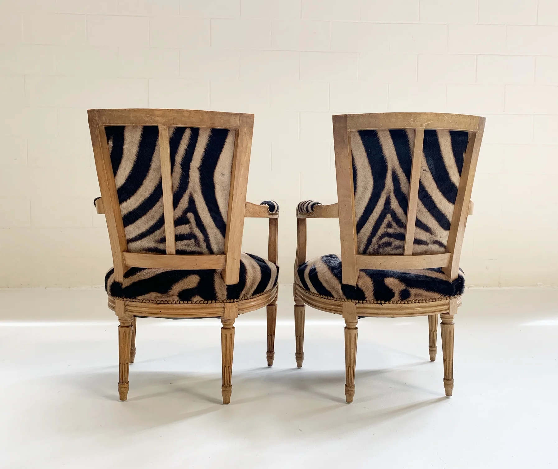 Louis XVI Style Armchairs in Zebra Hide, pair - Image 7