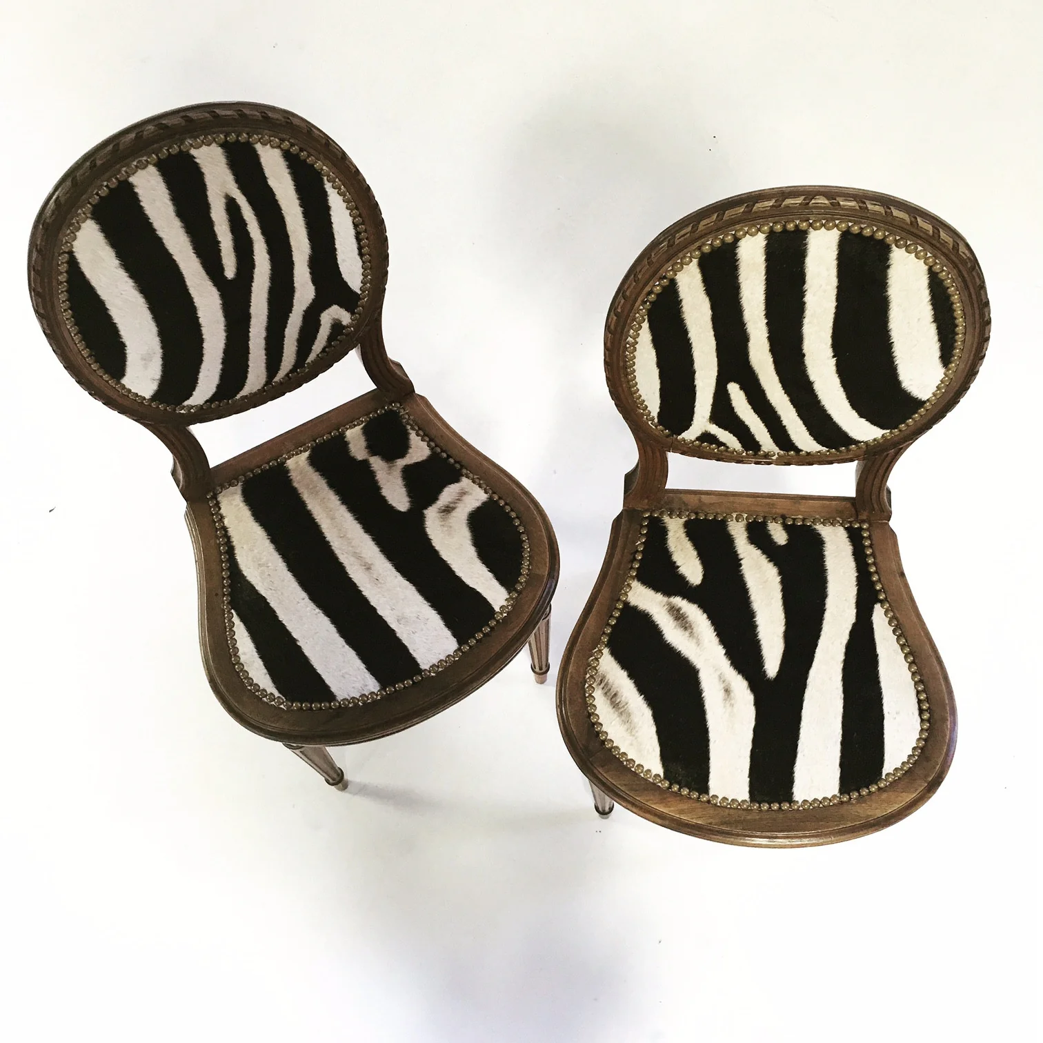 Louis XVI Style Side Chairs in Zebra Hide - Image 2