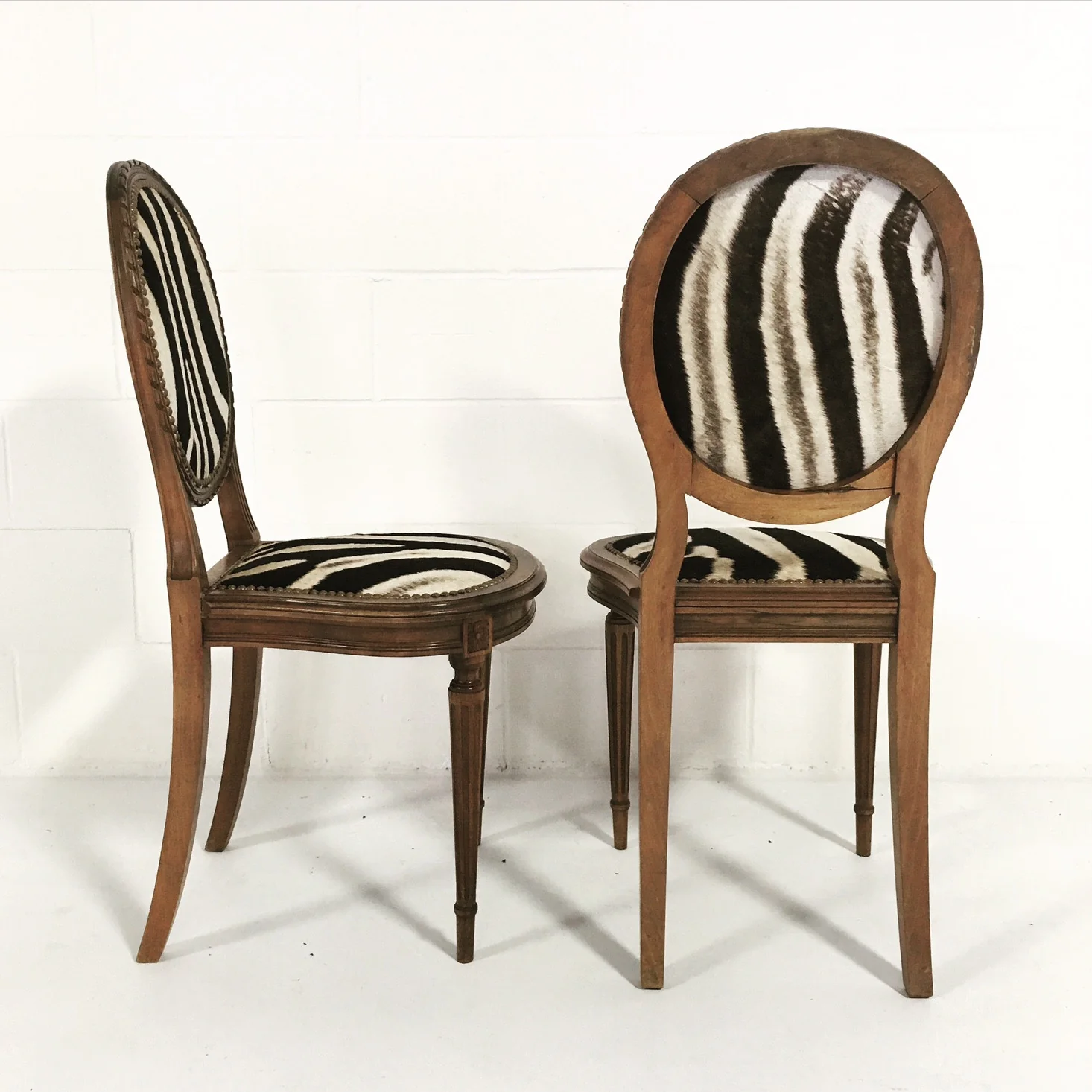 Louis XVI Style Side Chairs in Zebra Hide - Image 4