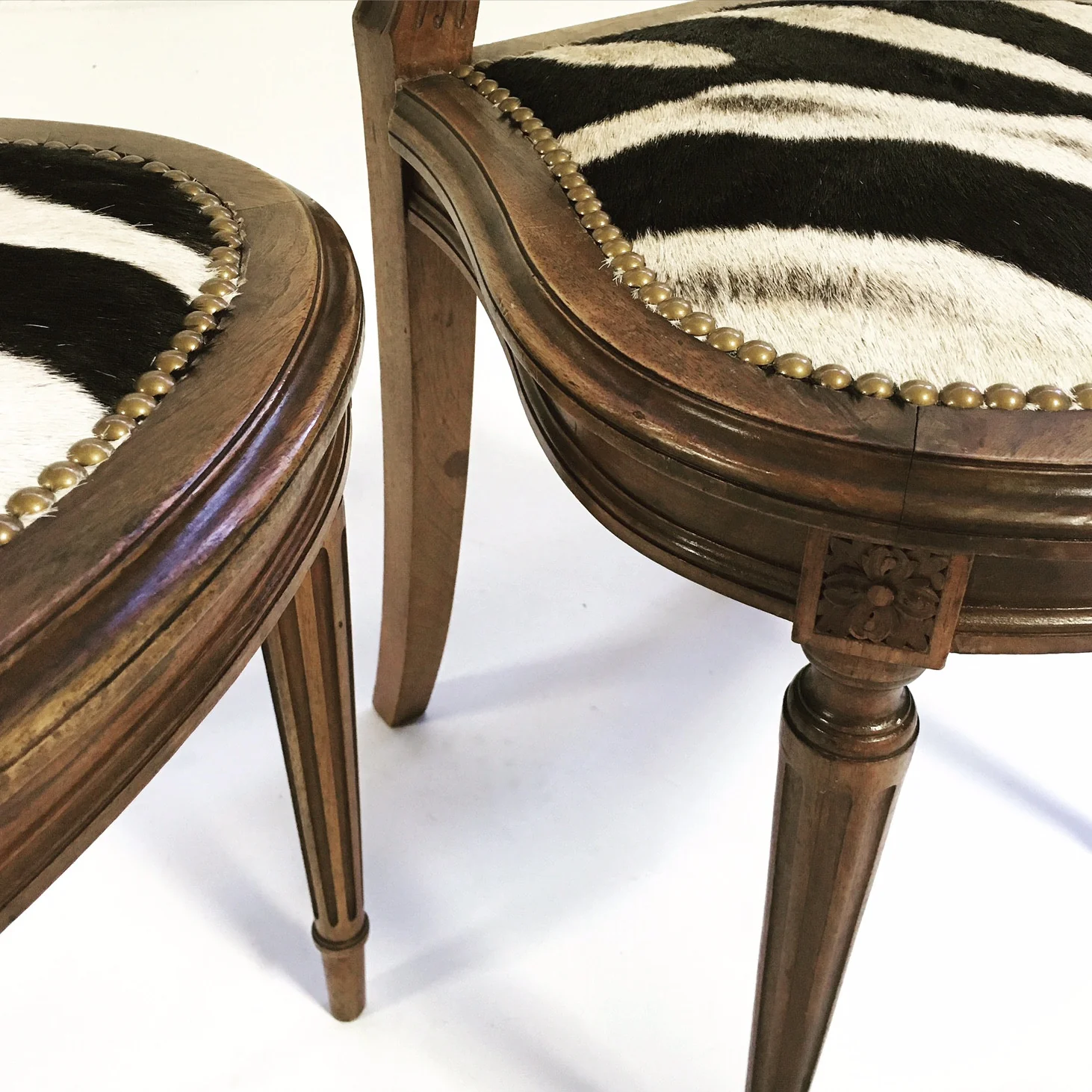 Louis XVI Style Side Chairs in Zebra Hide - Image 5