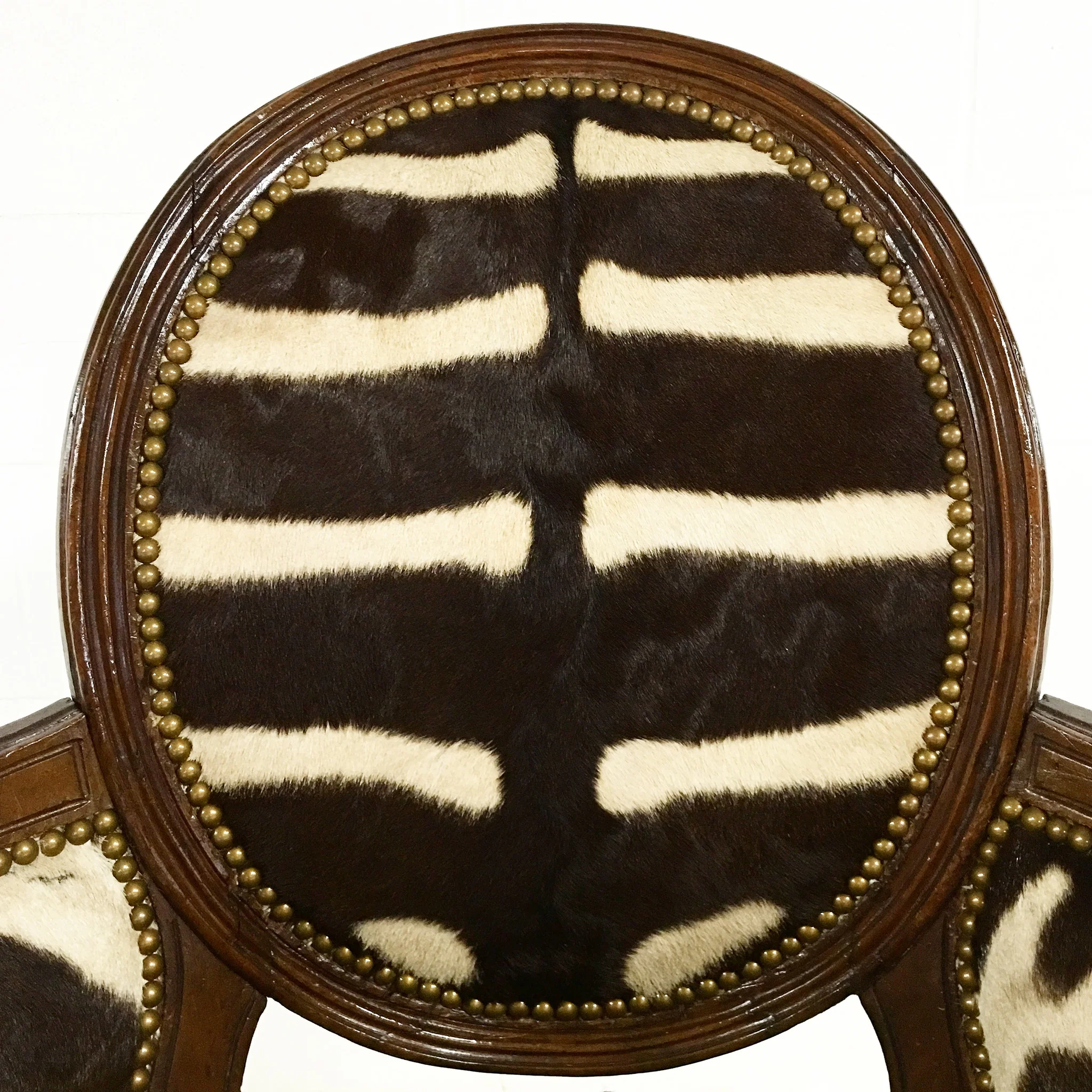 Louis XVI Style Walnut Bergere in Zebra Hide - Image 2