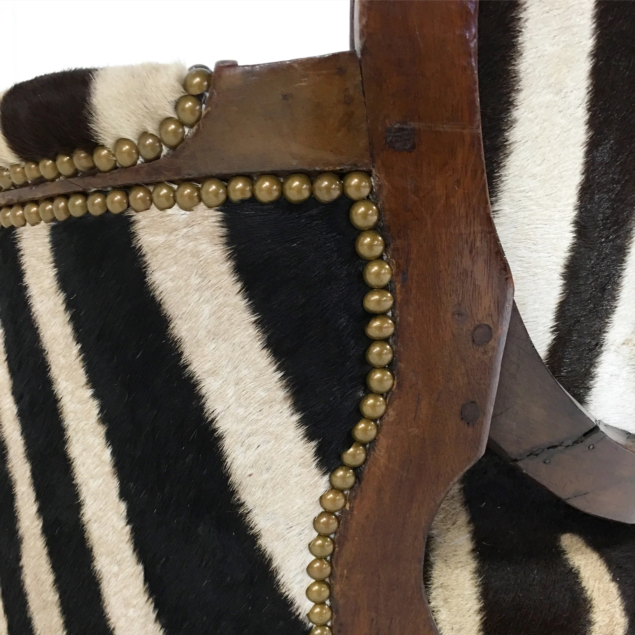 Louis XVI Style Walnut Bergere in Zebra Hide - Image 8