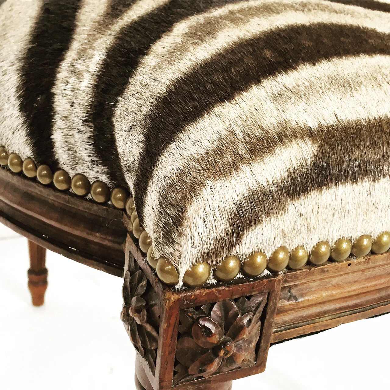 Louis XVI Style Side Chair in Zebra Hide - Image 2