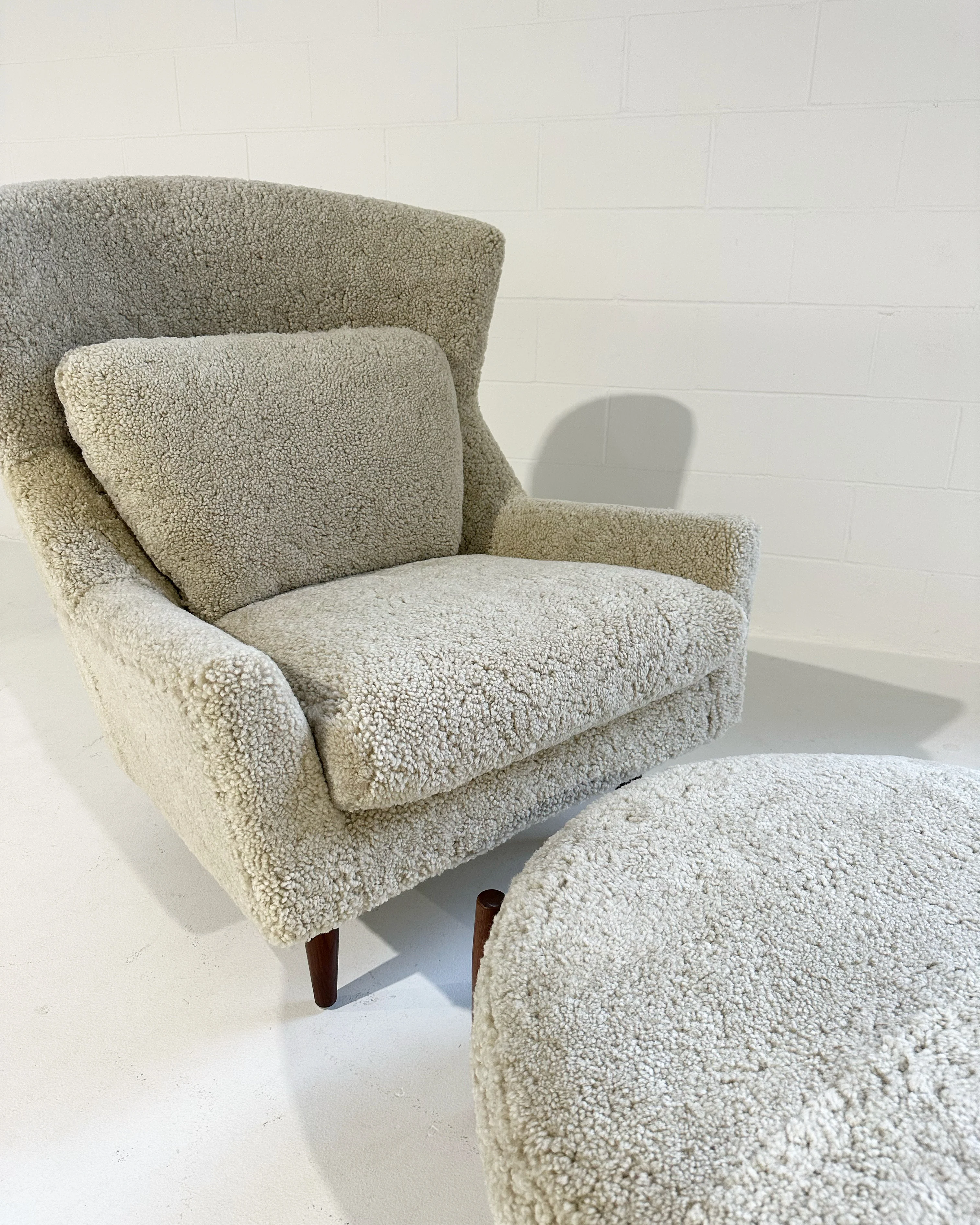 Lounge Chair and Ottoman in Shearling - Image 2