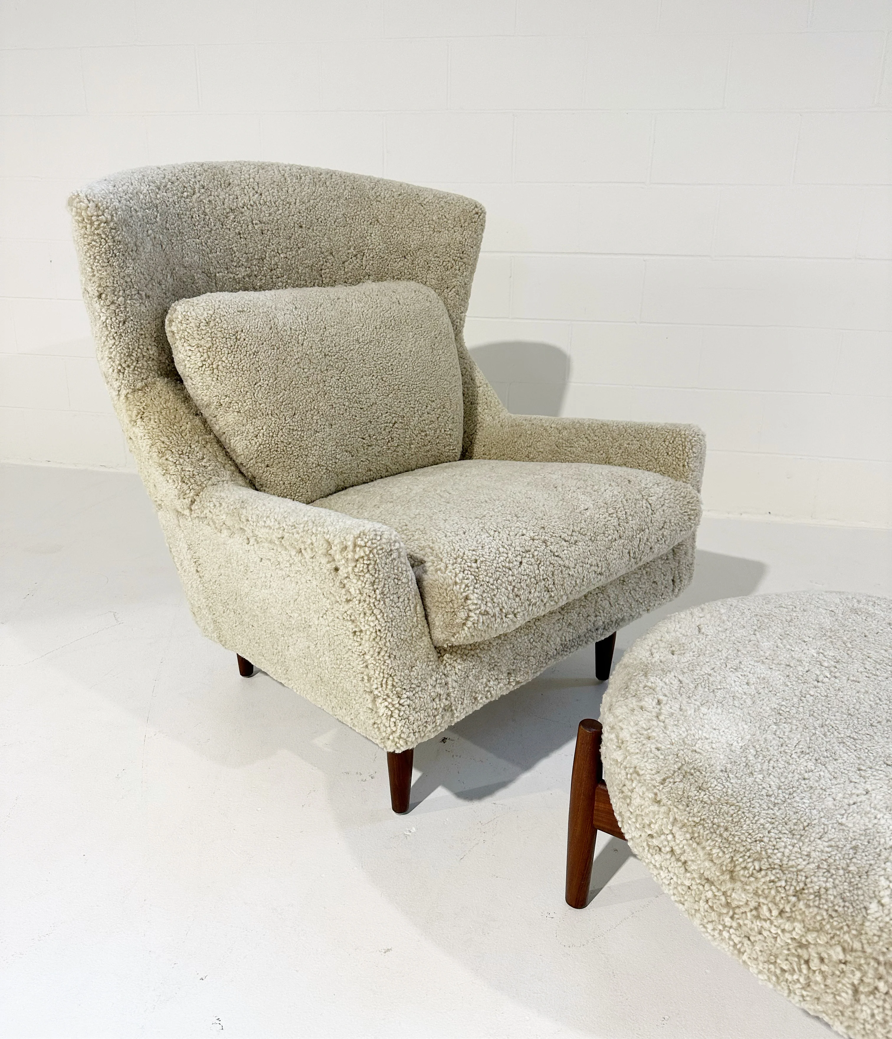 Lounge Chair and Ottoman in Shearling - Image 4