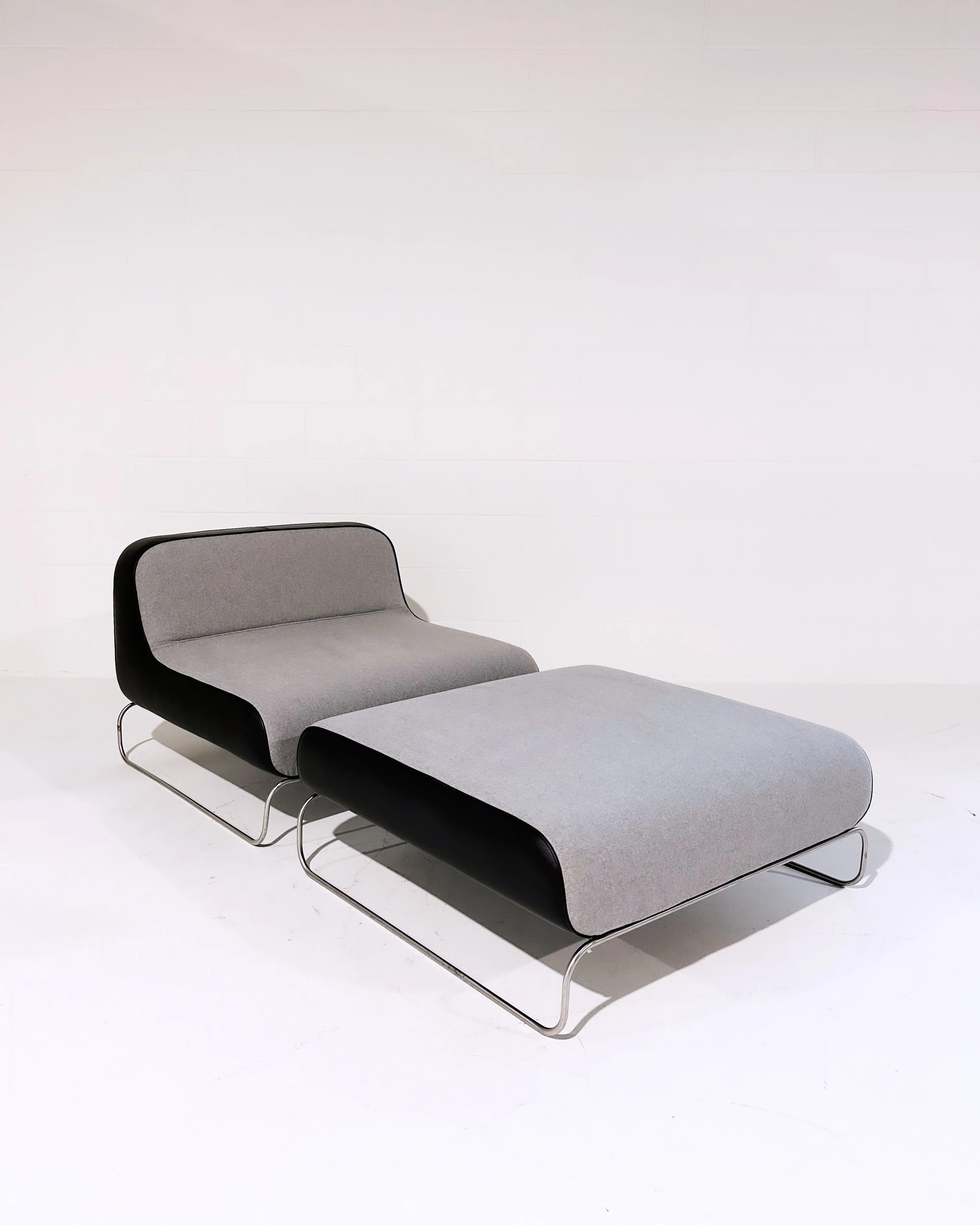 Lounge Chair & Ottoman in Loro Piana Cashmere and Leather