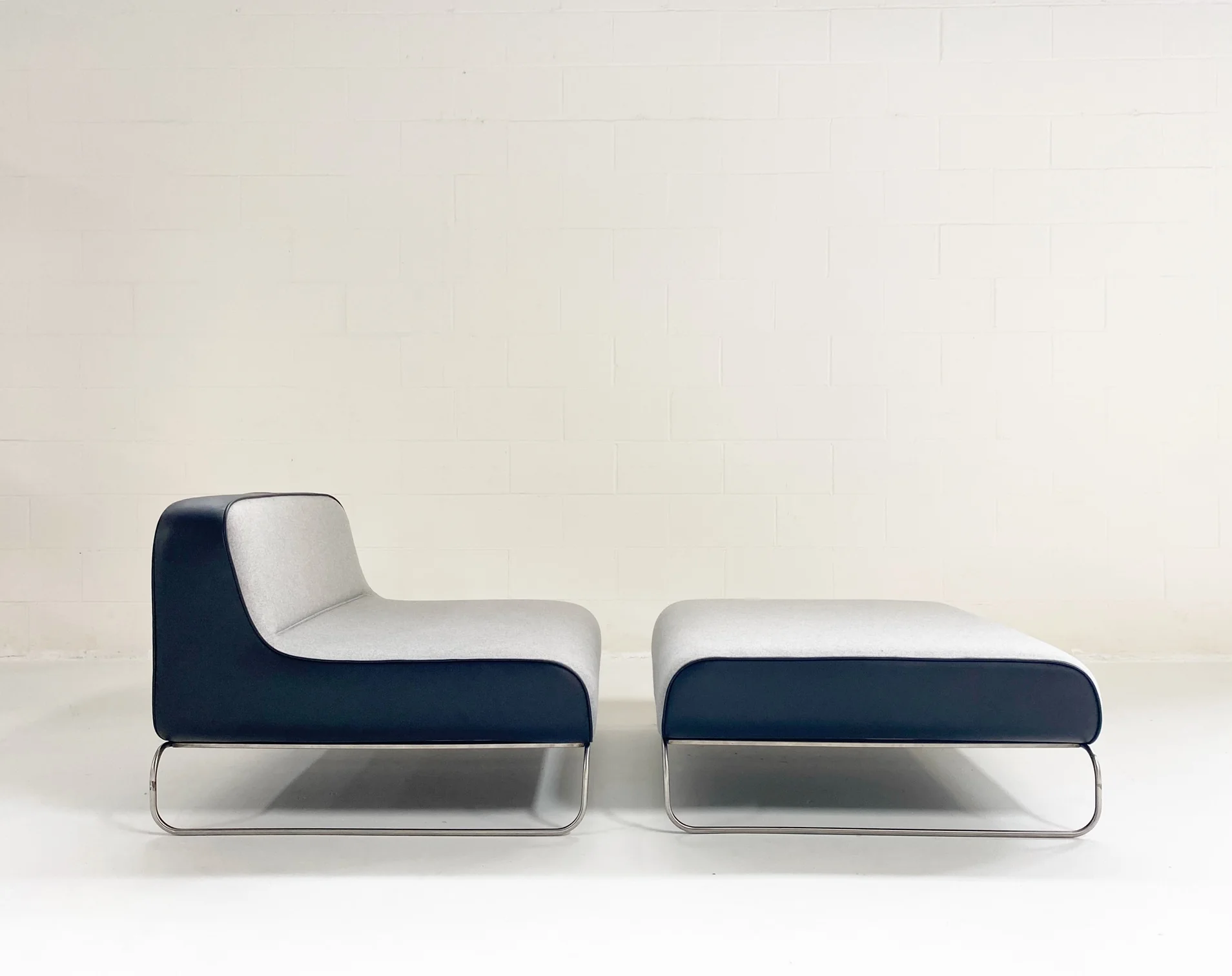 Lounge Chair & Ottoman in Loro Piana Cashmere and Leather - Image 10
