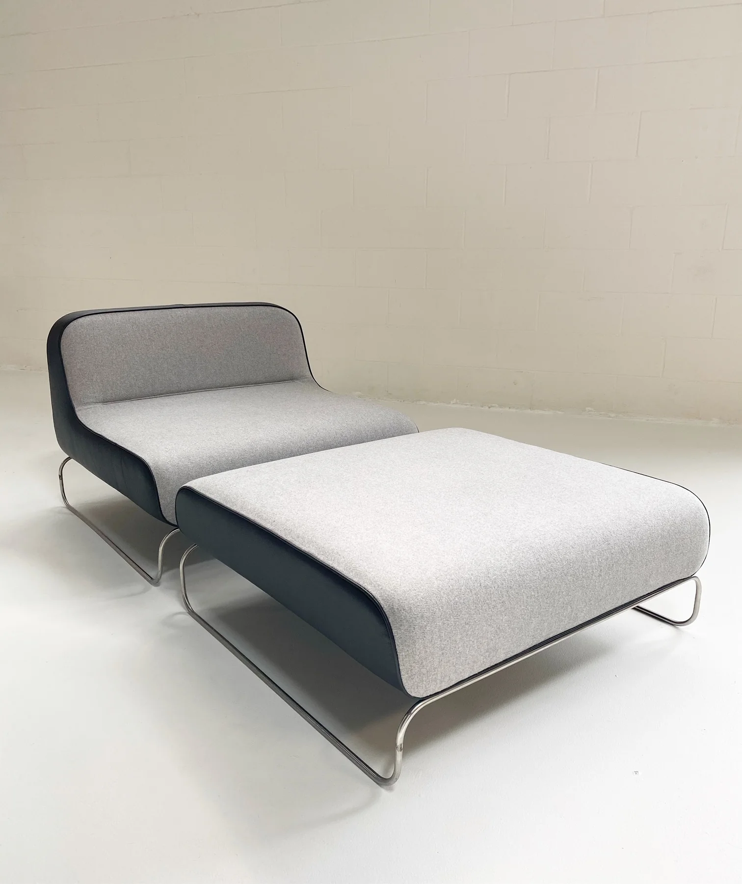 Lounge Chair & Ottoman in Loro Piana Cashmere and Leather - Image 3