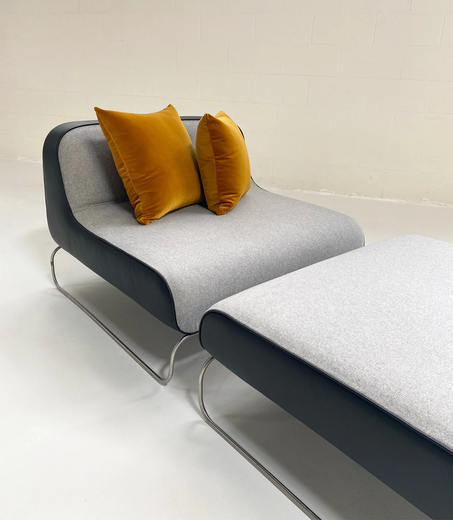 Lounge Chair & Ottoman in Loro Piana Cashmere and Leather - Image 7