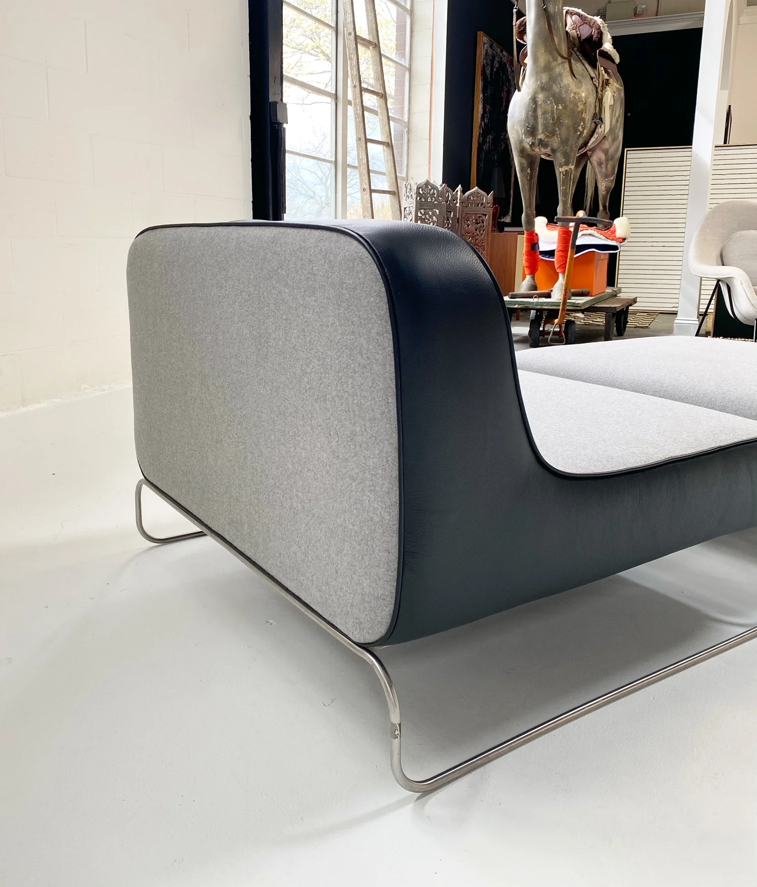 Lounge Chair & Ottoman in Loro Piana Cashmere and Leather - Image 9