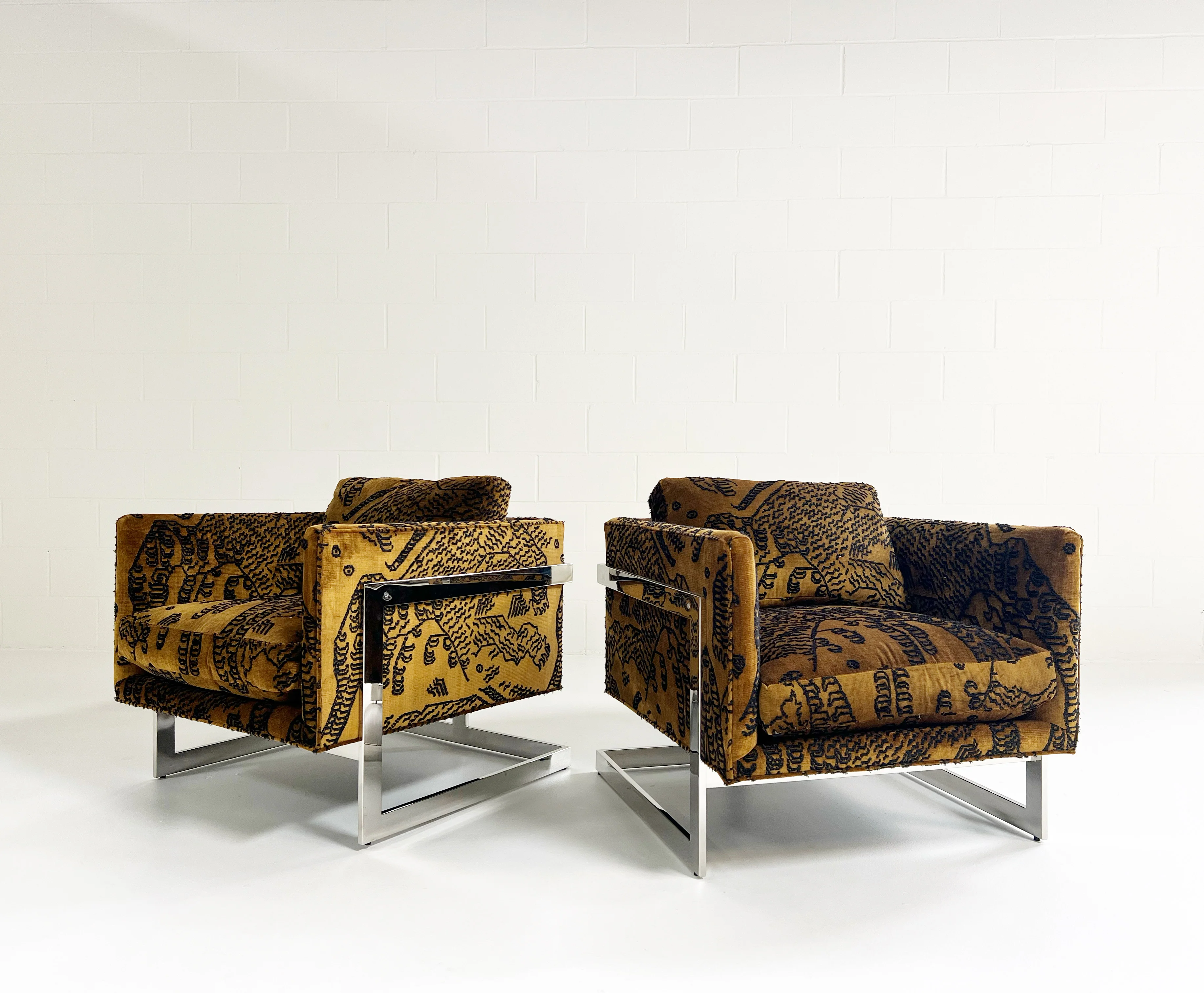 Lounge Chairs in Dedar Tiger Mountain, Pair