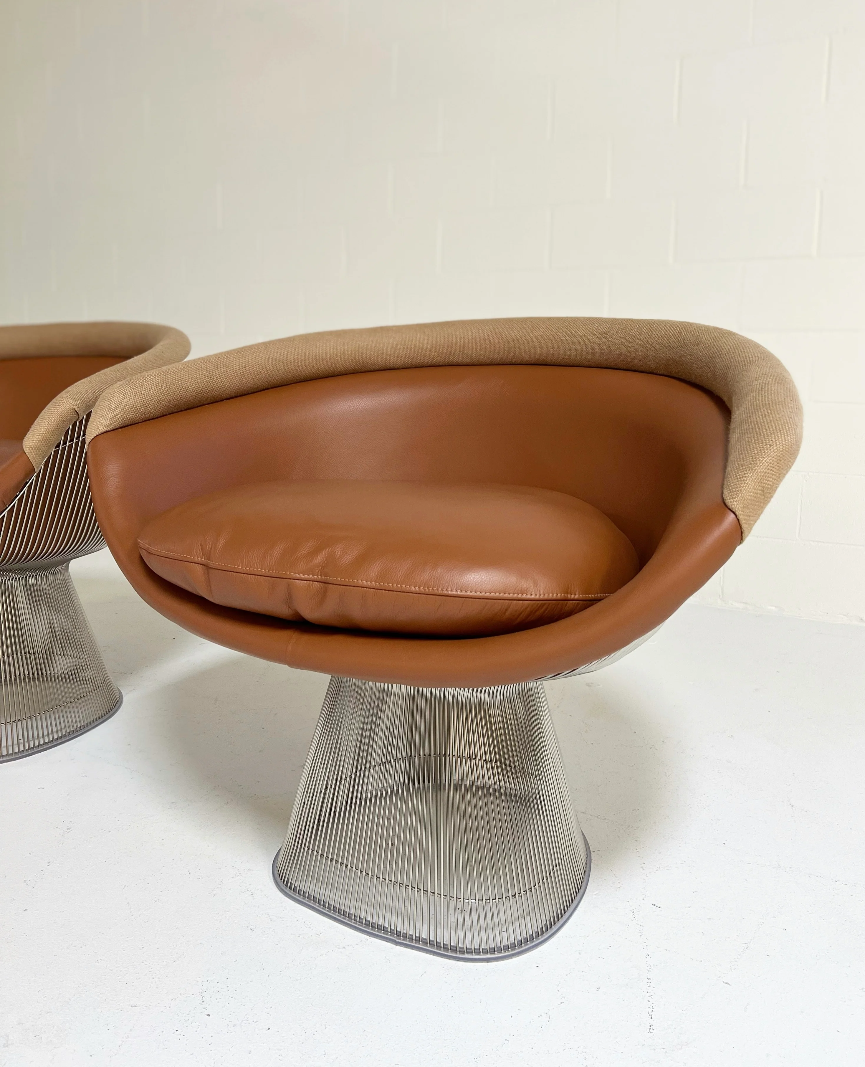 Lounge Chairs in Loro Piana Leather and Linen, pair - Image 10