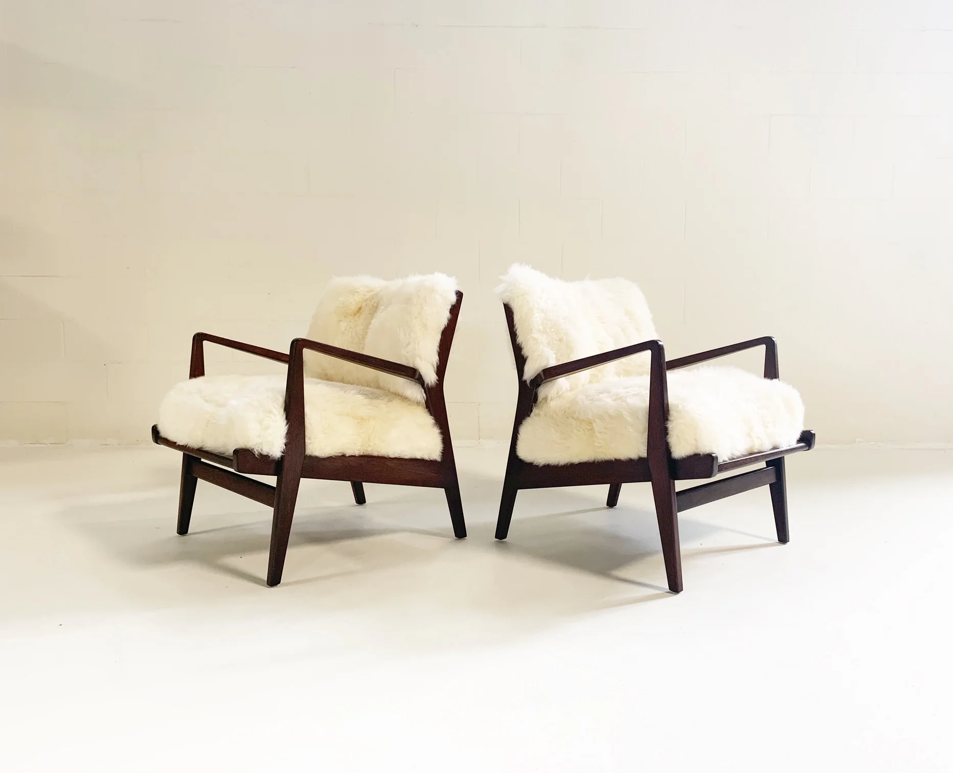 Lounge Chairs with Sheepskin Cushions