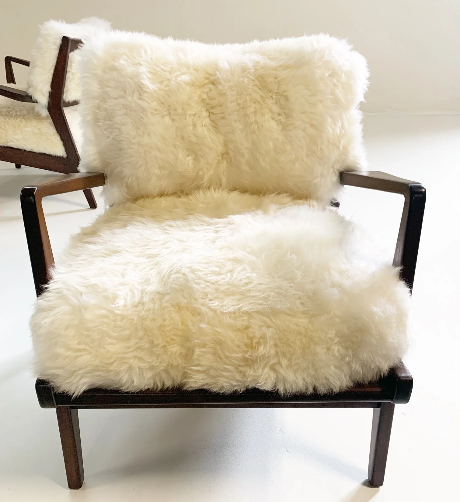 Lounge Chairs with Sheepskin Cushions - Image 2