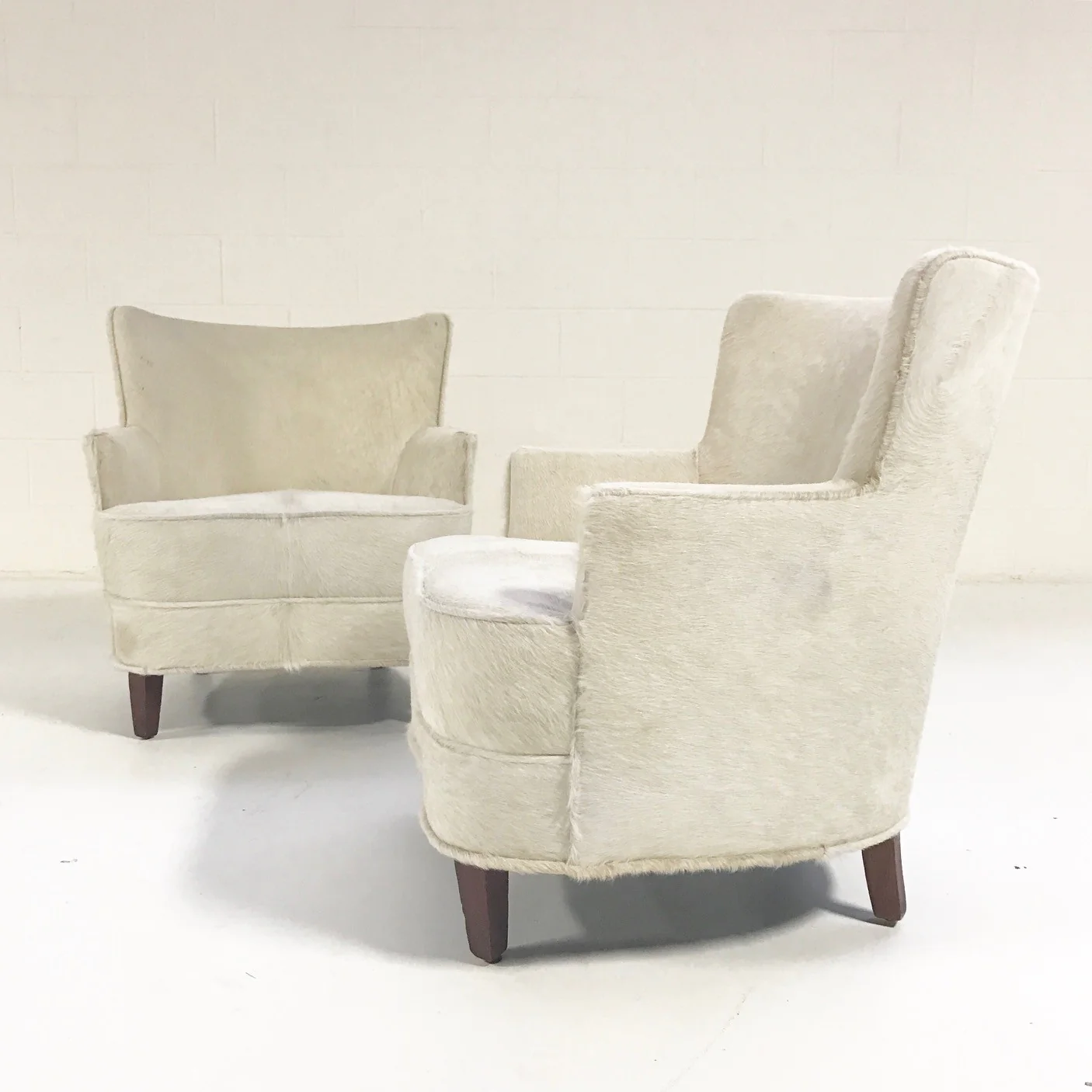 Petite Armchairs in Brazilian Cowhide, pair - Image 4