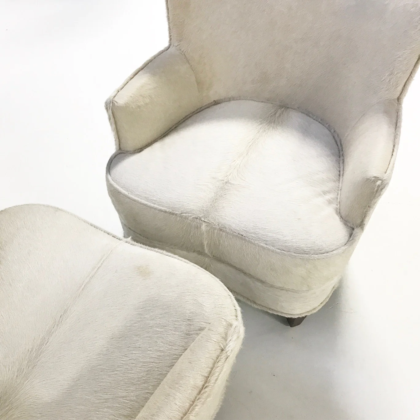 Petite Armchairs in Brazilian Cowhide, pair - Image 7