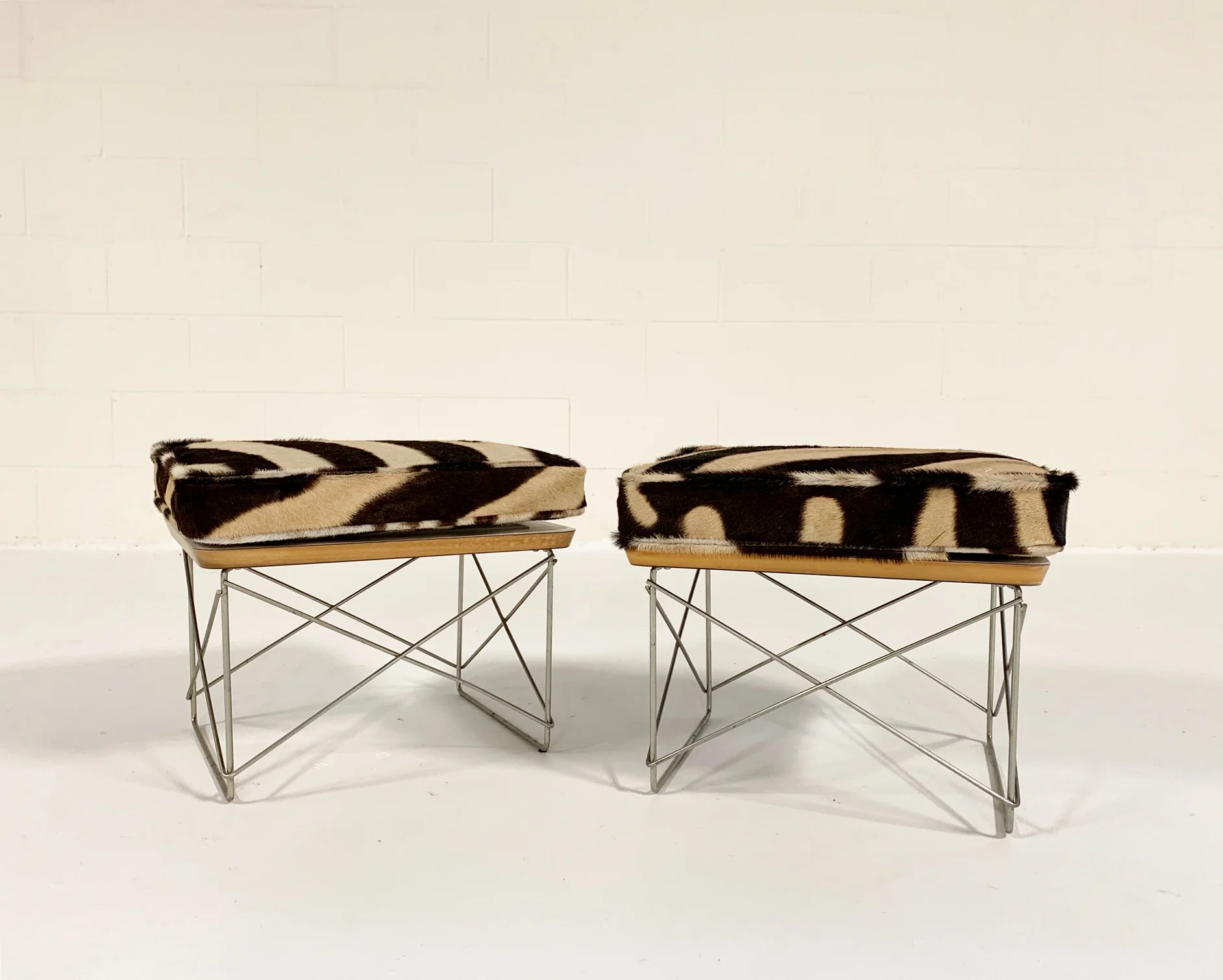 LTR Tables with Zebra Cushions, pair