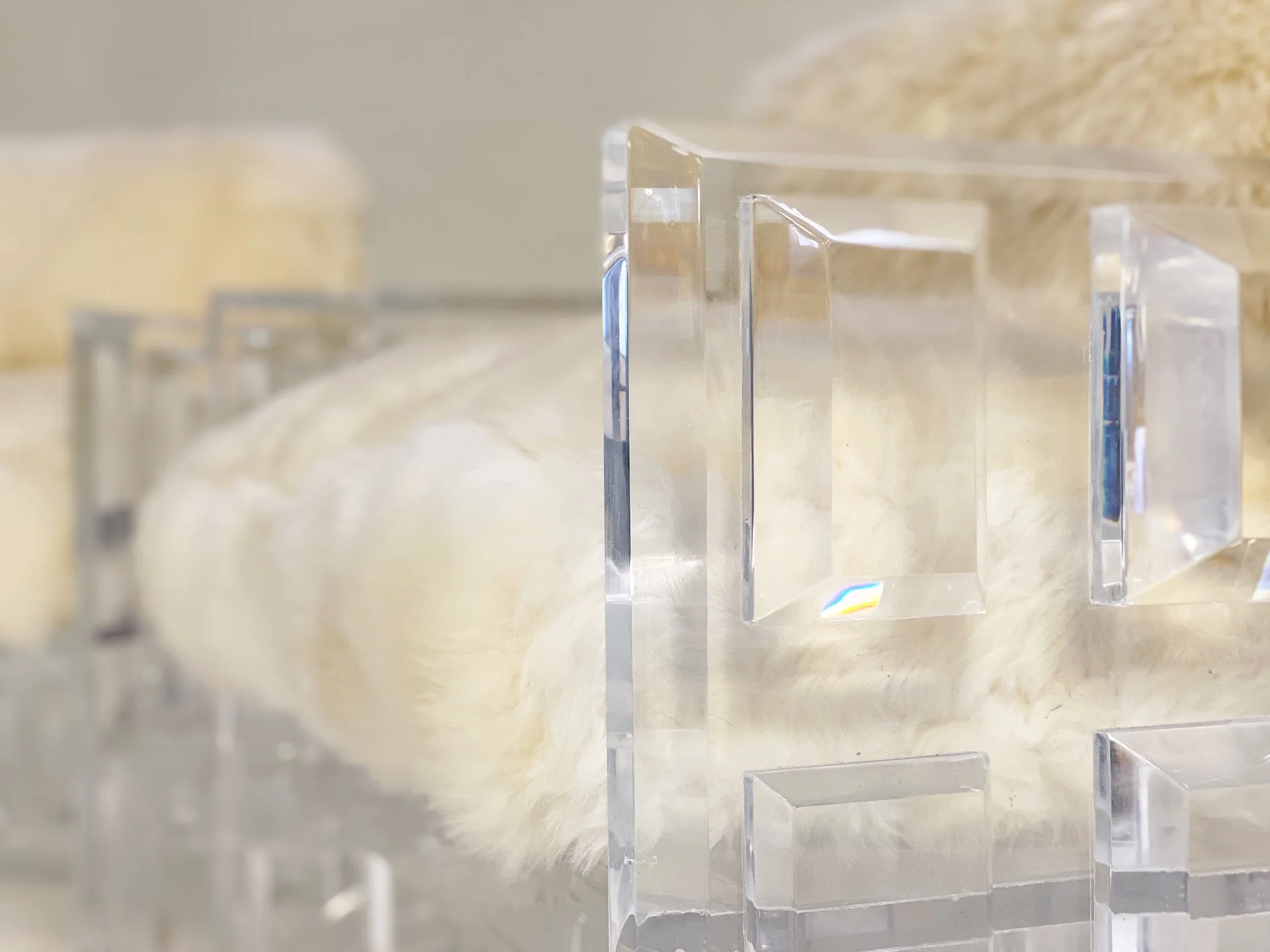 Lucite Chairs with Brazilian Sheepskin Cushions, pair - Image 3