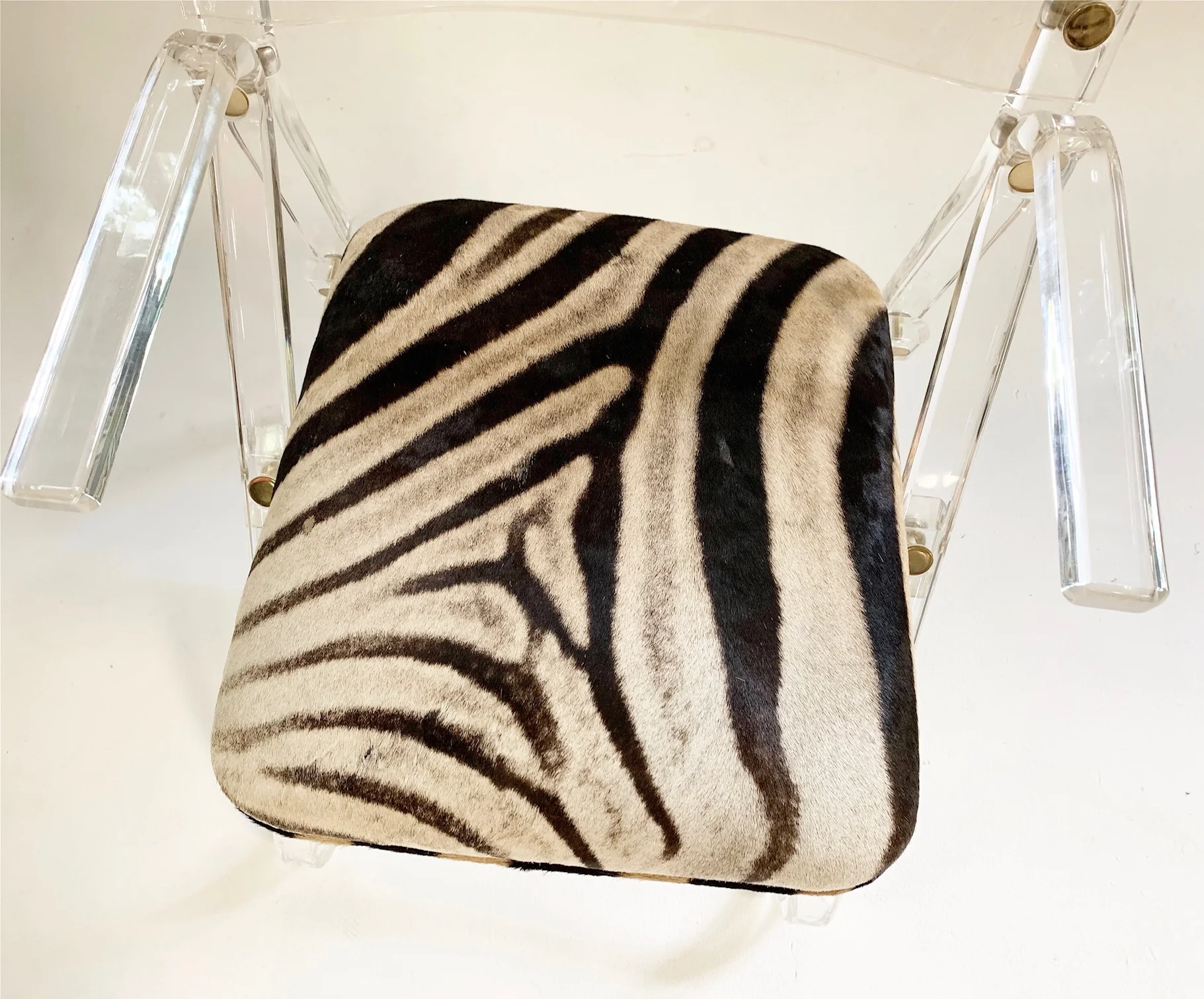 Lucite Desk Chair in Zebra Hide - Image 2