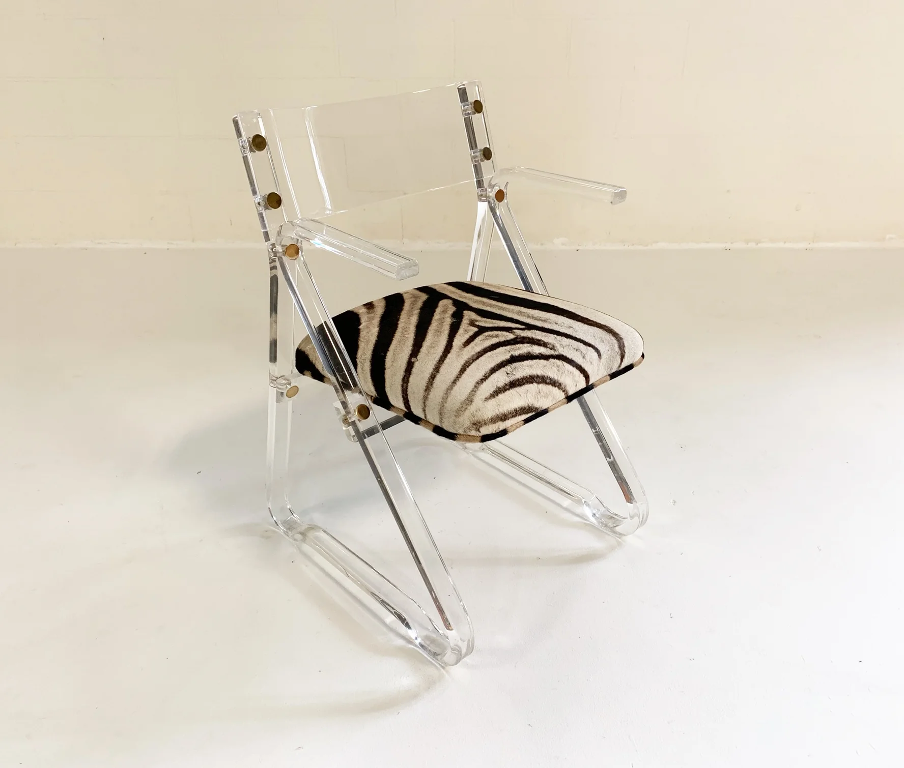 Lucite Desk Chair in Zebra Hide - Image 3