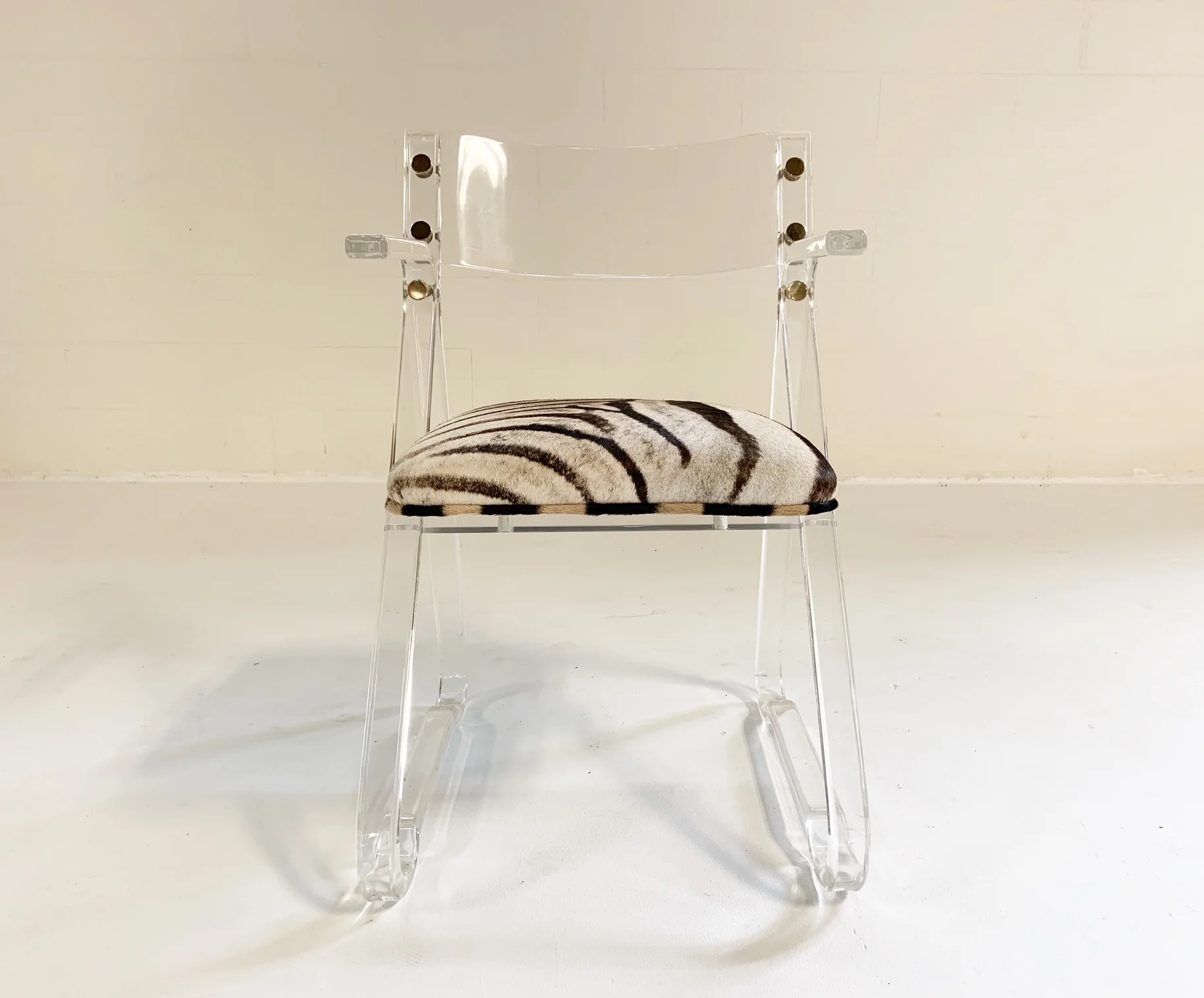 Lucite Desk Chair in Zebra Hide - Image 4