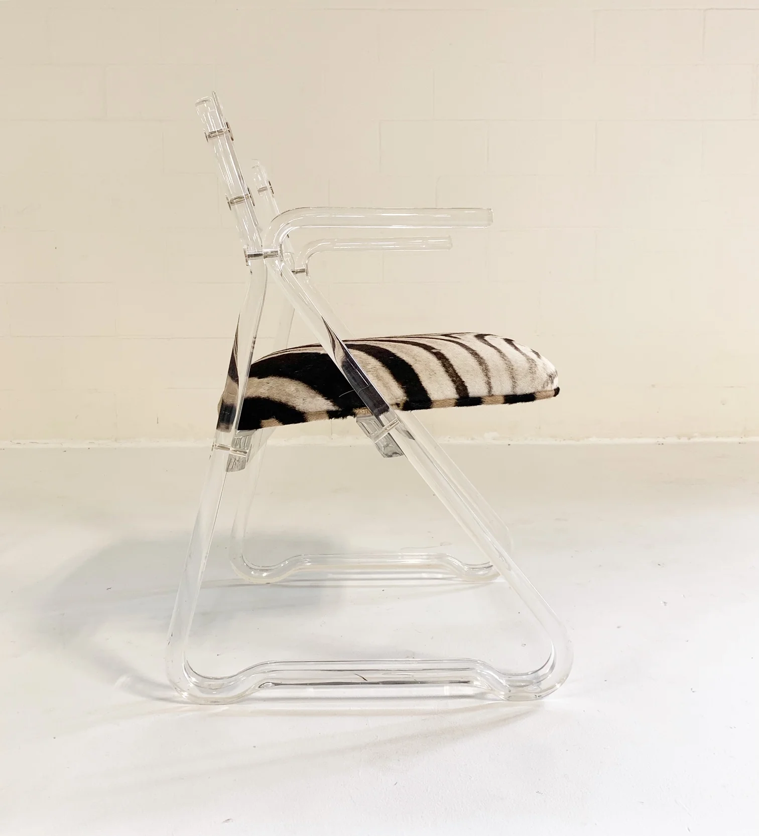 Lucite Desk Chair in Zebra Hide - Image 5