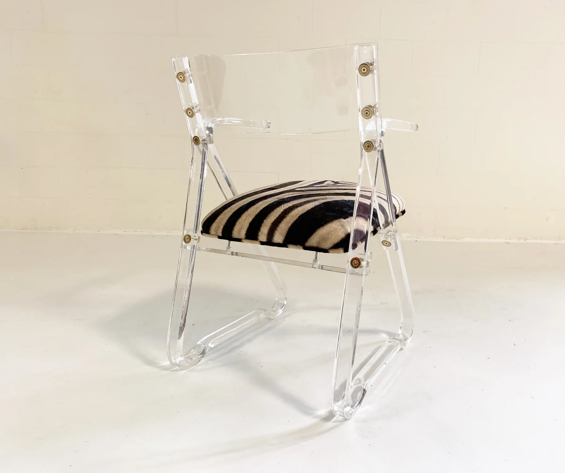 Lucite Desk Chair in Zebra Hide - Image 6