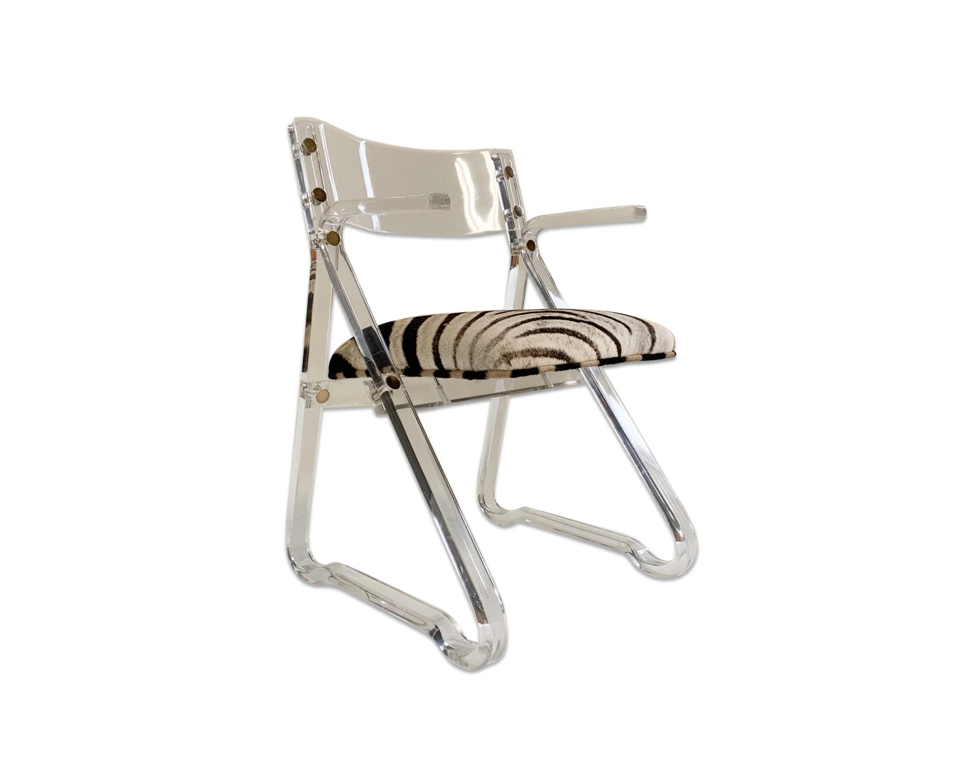 Lucite Desk Chair in Zebra Hide - Image 7
