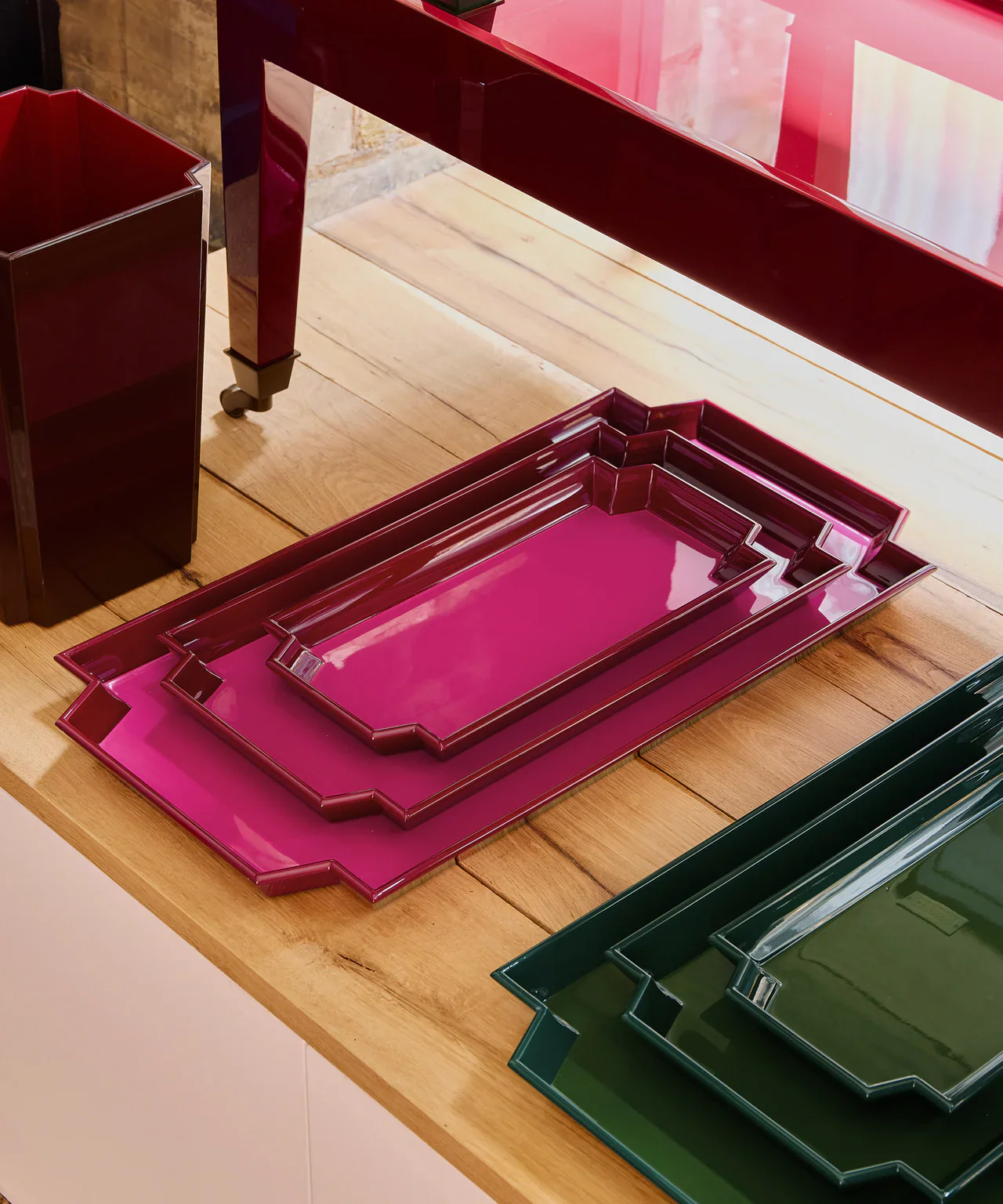 Medium Jean Tray | Bordeaux Red/Fuchsia Pink - Image 3