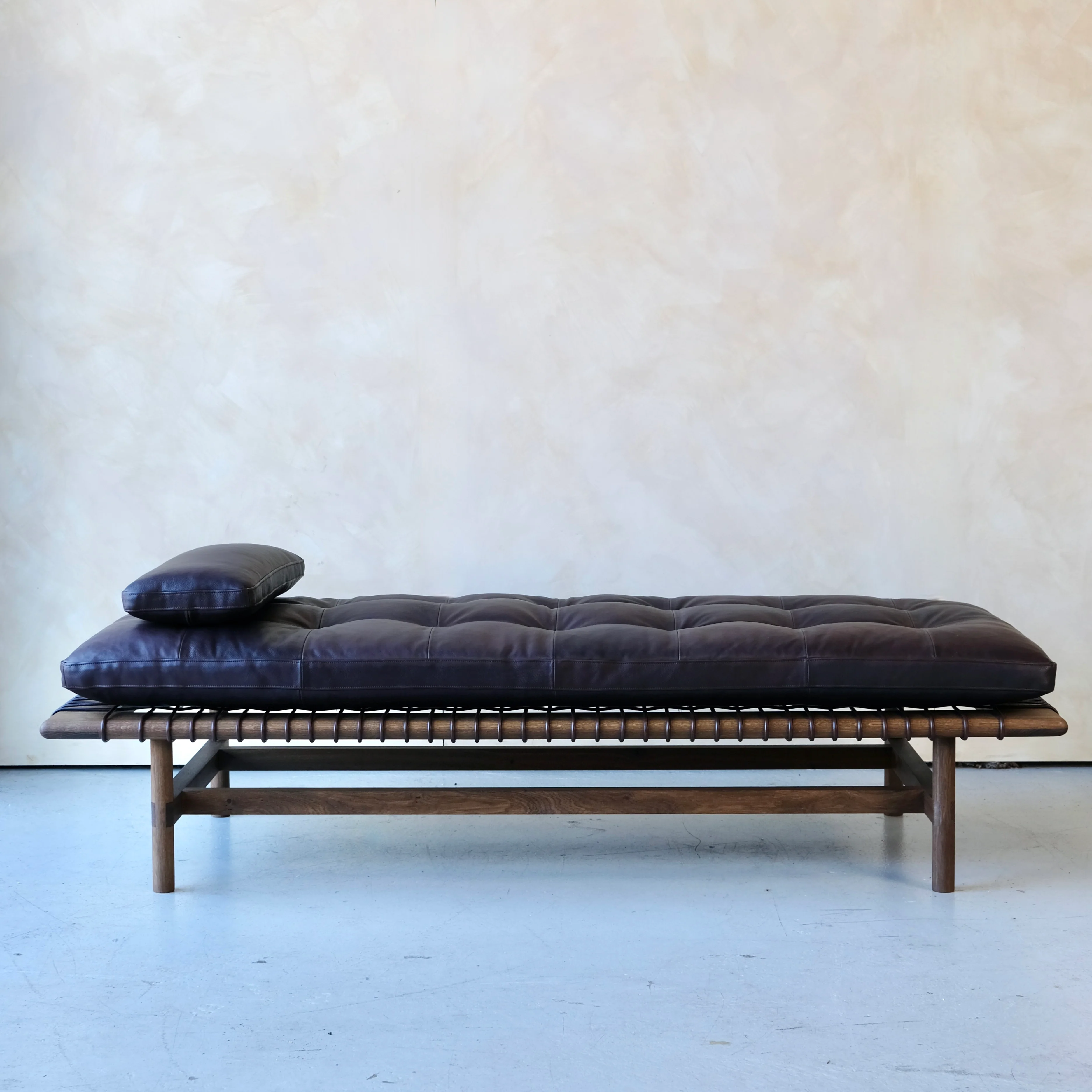 Mesa Daybed in Fumed Oak and Dark Tumbled Hermes Leather - Image 3