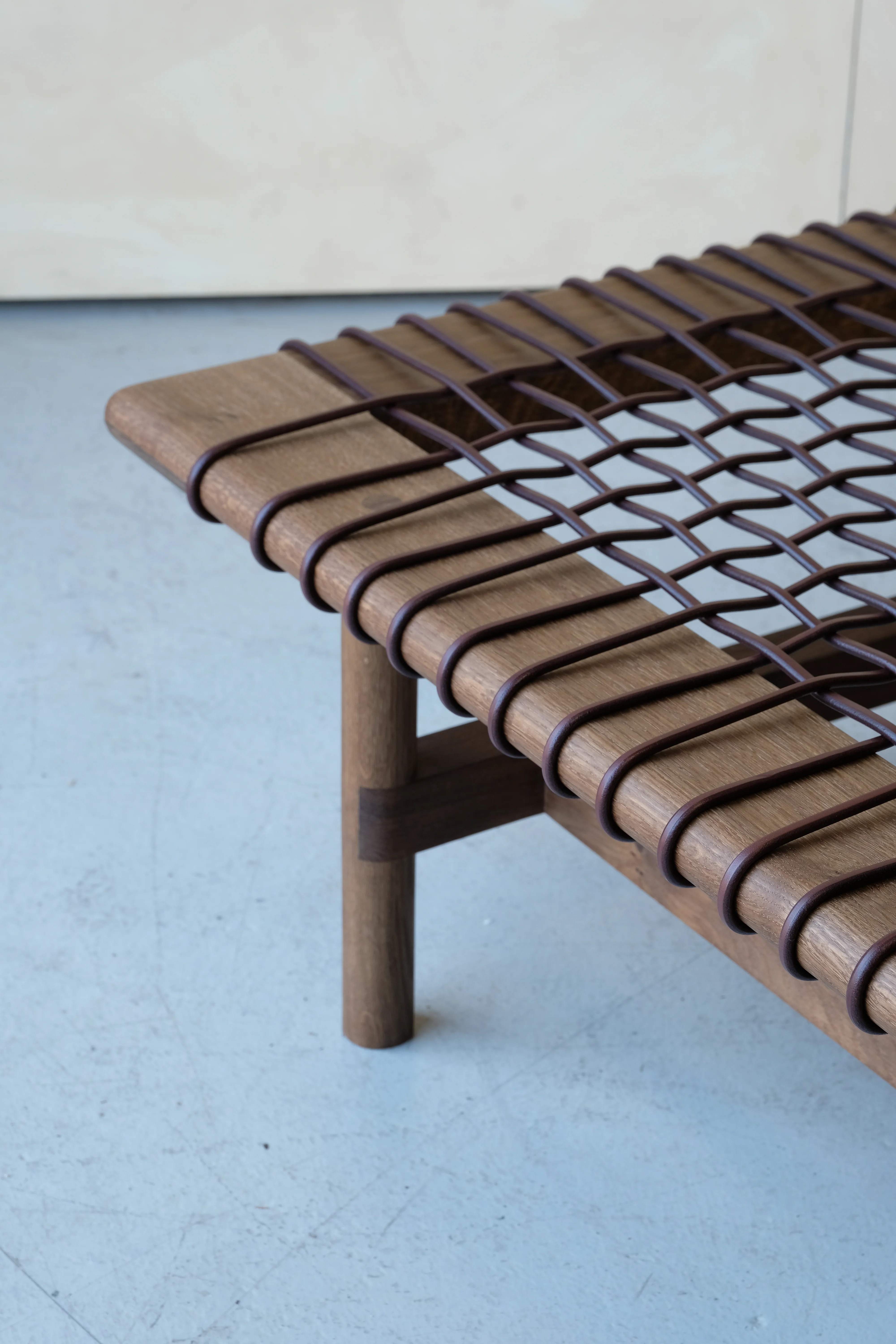 Mesa Daybed in Fumed Oak and Dark Tumbled Hermes Leather - Image 8