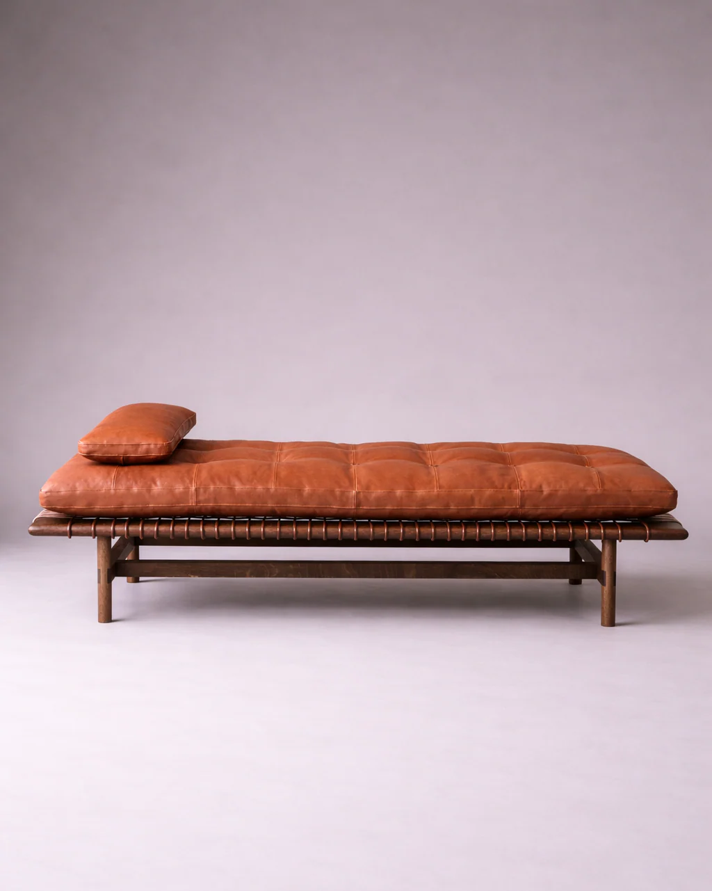 Mesa Daybed in Walnut and Tumbled Hermes Leather