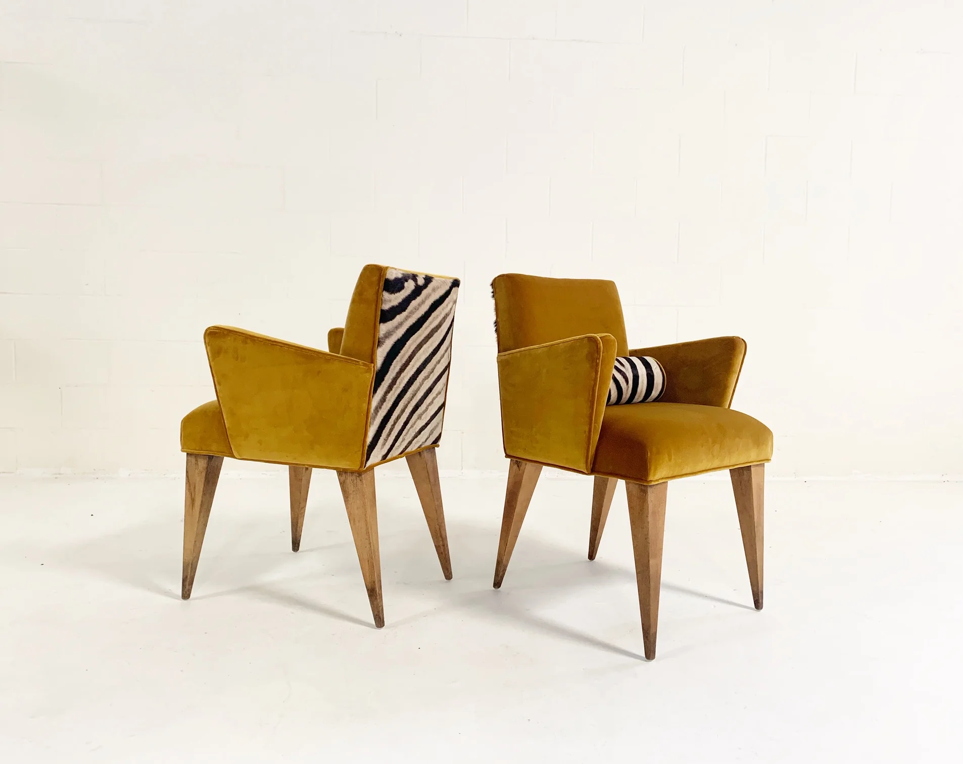 Mexican Modernist Chairs in Loro Piana Velvet and Zebra Hide, pair - Image 5