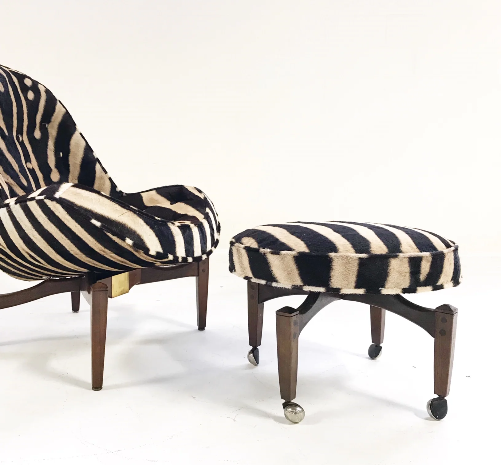 Lounge Chair with Ottoman in Zebra Hide - Image 2