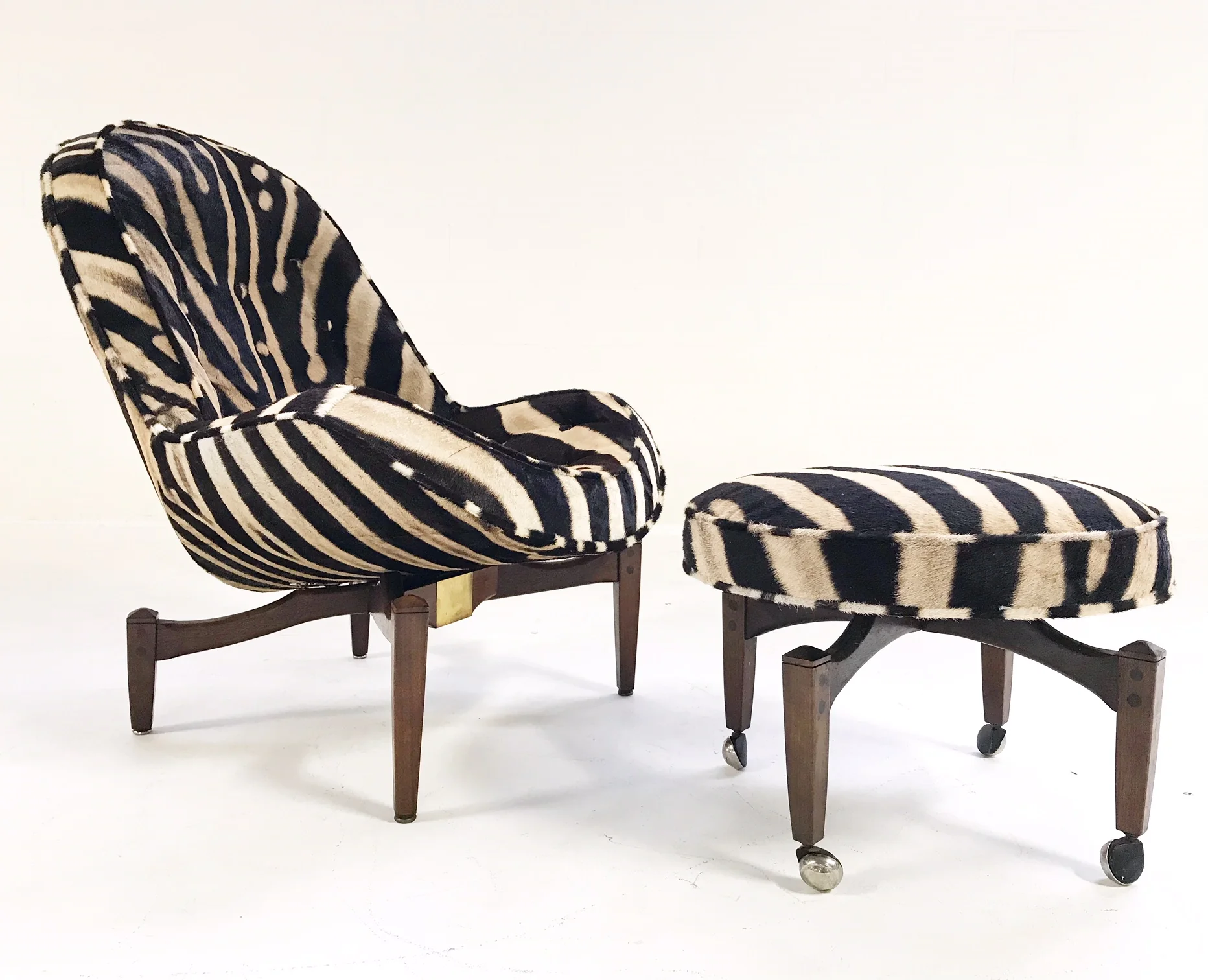 Lounge Chair with Ottoman in Zebra Hide - Image 3