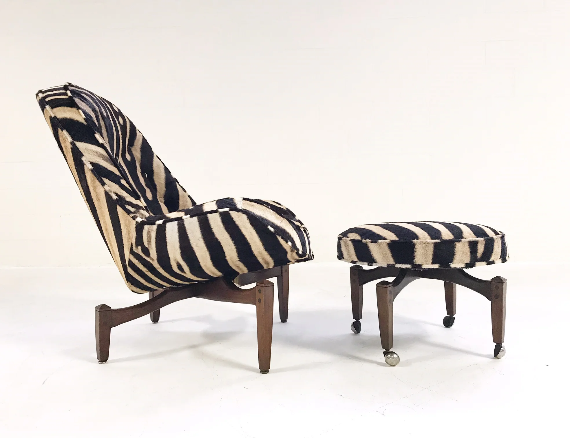 Lounge Chair with Ottoman in Zebra Hide - Image 6