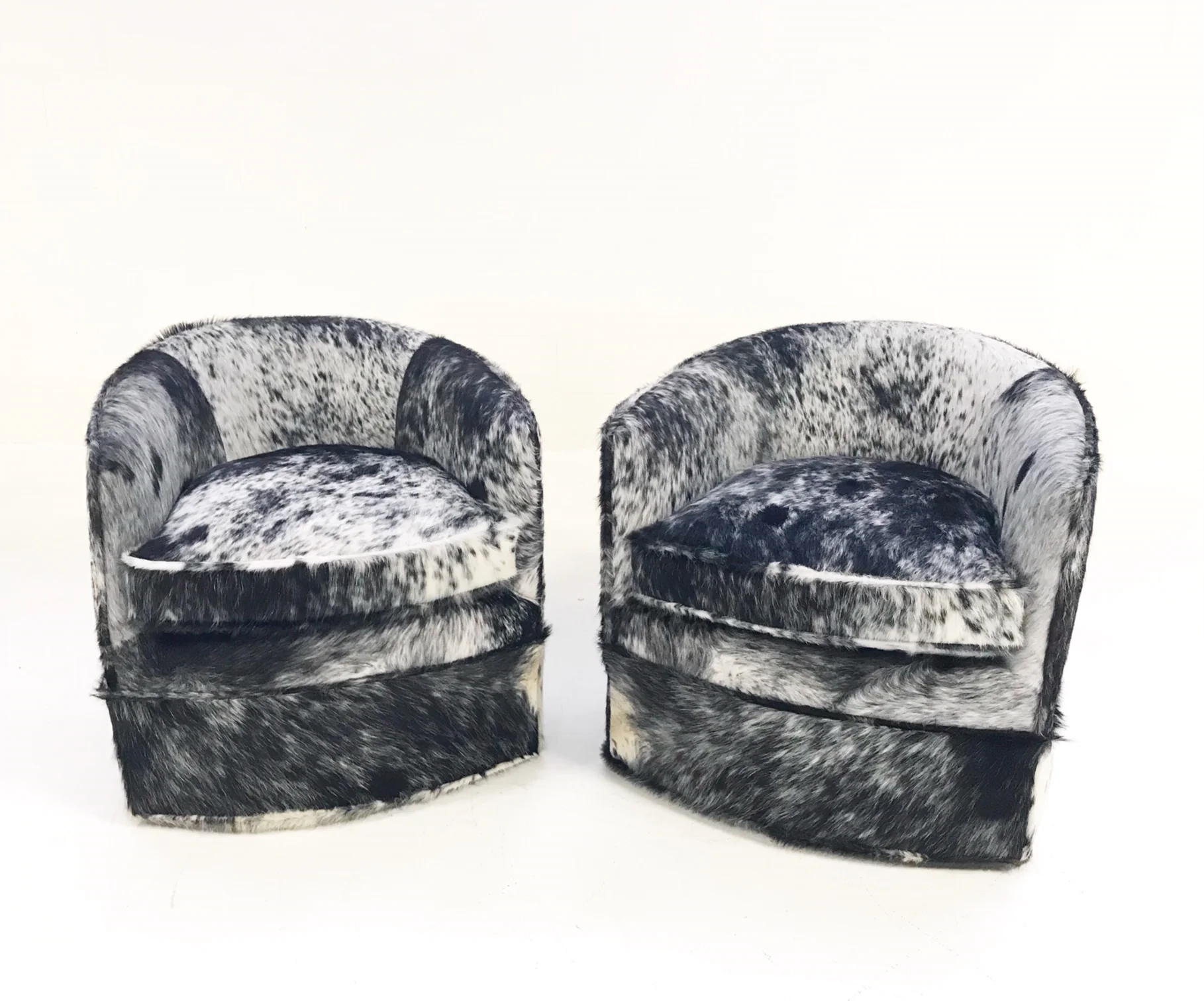 Wheeled Slipper Chairs in Brazilian Cowhide, pair - Image 4