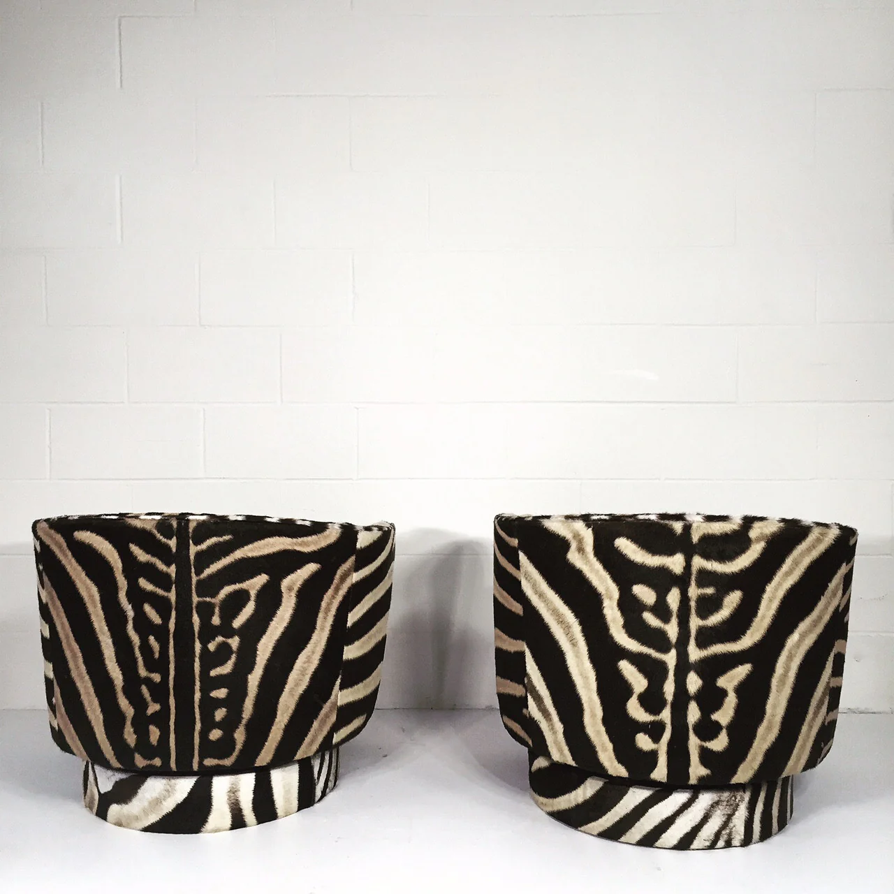 Swivel Tilt Club Chairs in Zebra Hide, pair - Image 3