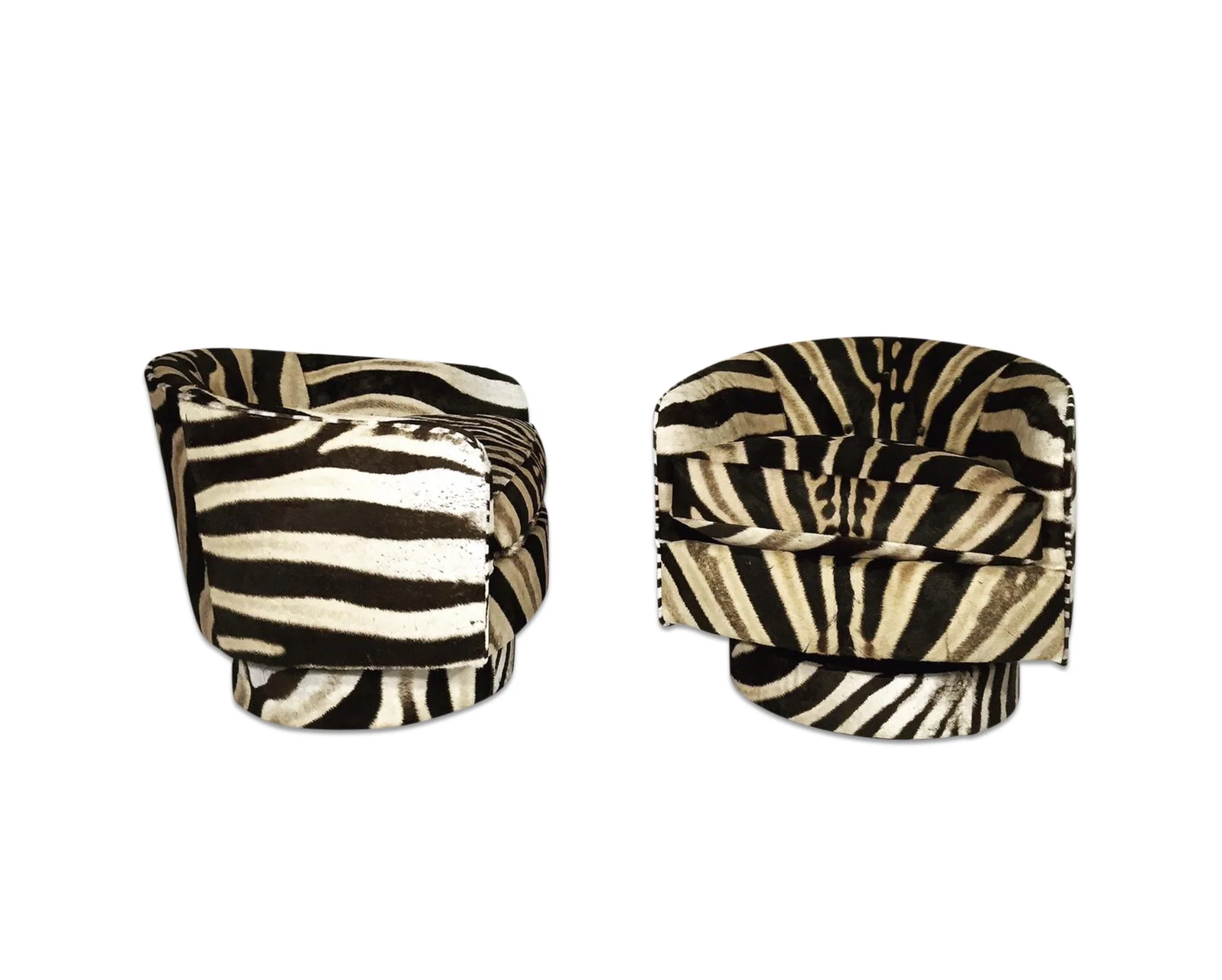 Swivel Tilt Club Chairs in Zebra Hide, pair - Image 8