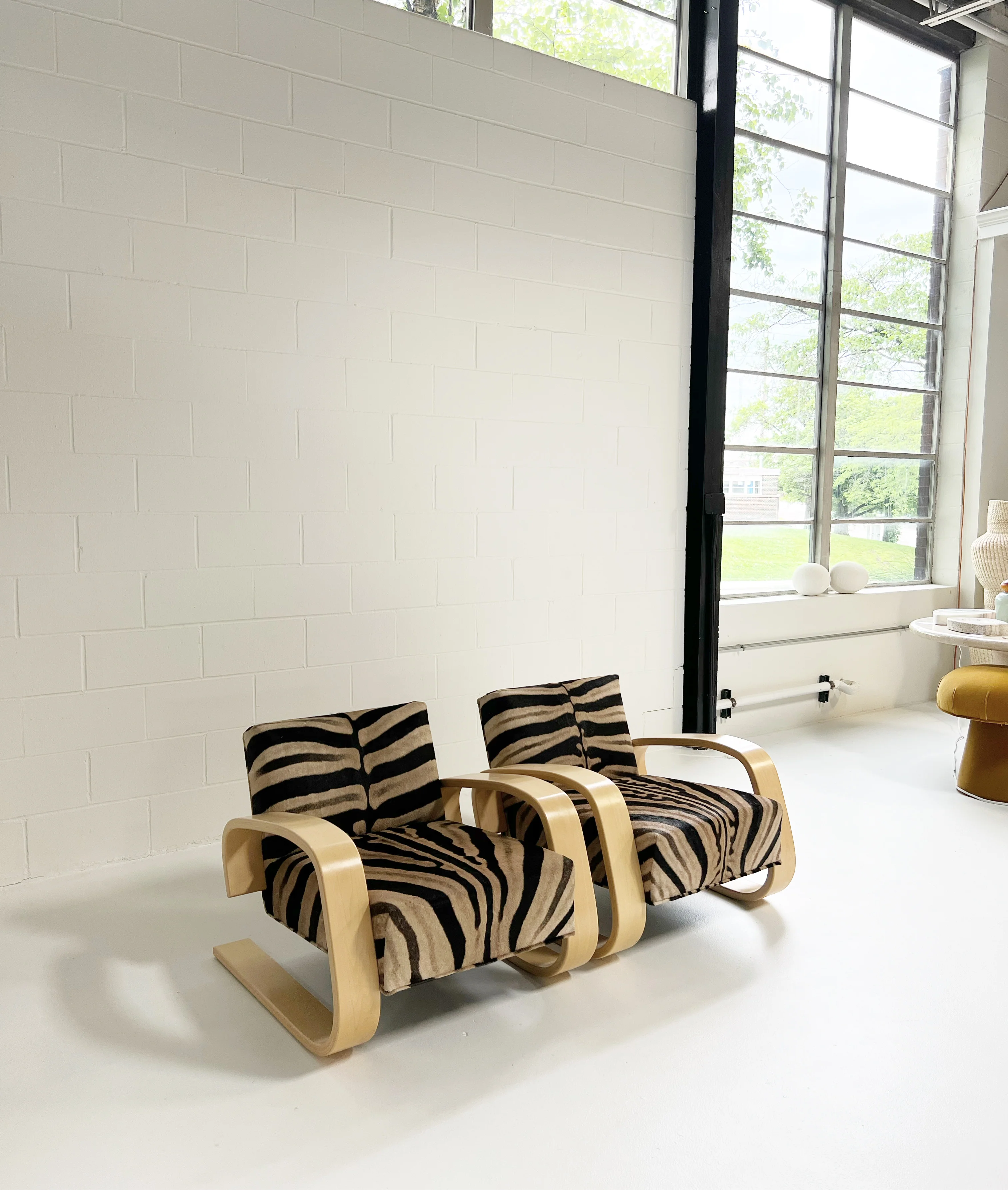 Model 400 "Tank" Lounge Chairs in Zebra, Pair - Image 7