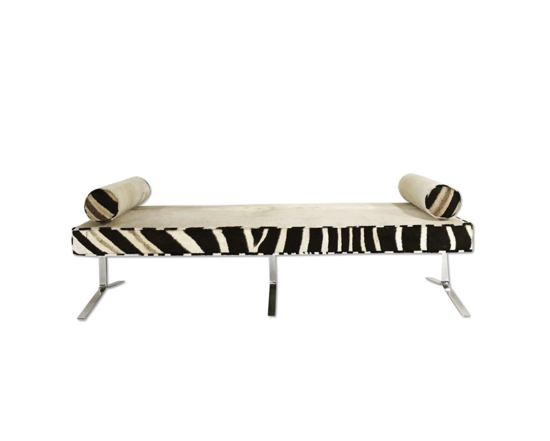 Chrome Bench in Brazilian Cowhide and Zebra Hide - Image 10