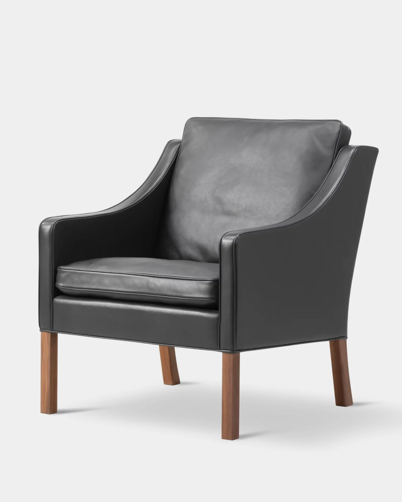 Mogensen 2207 Club Chair | Black Leather and Oiled Walnut