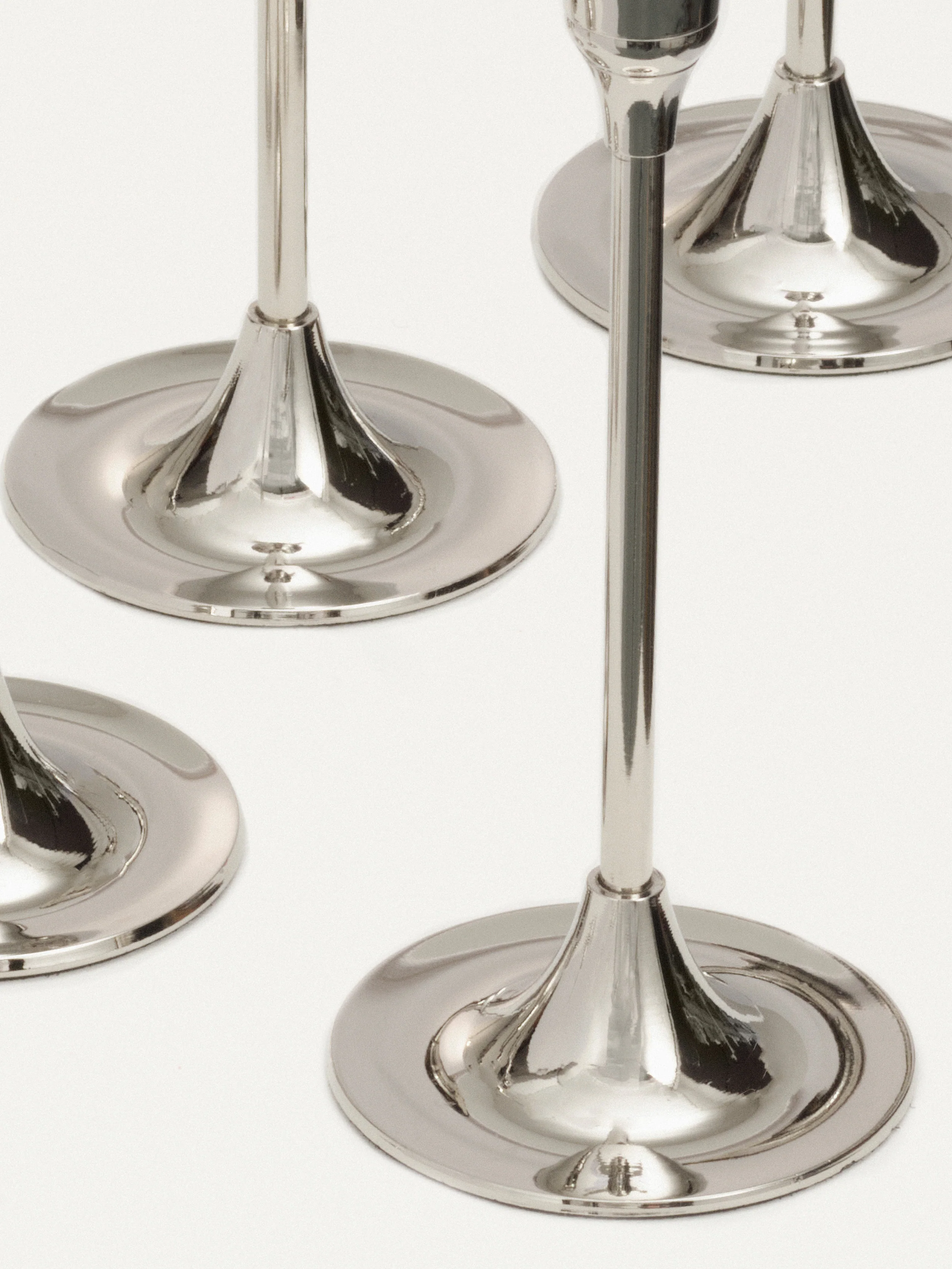 Candlesticks of Various Sizes, Set of 7 - Nickel - Image 7