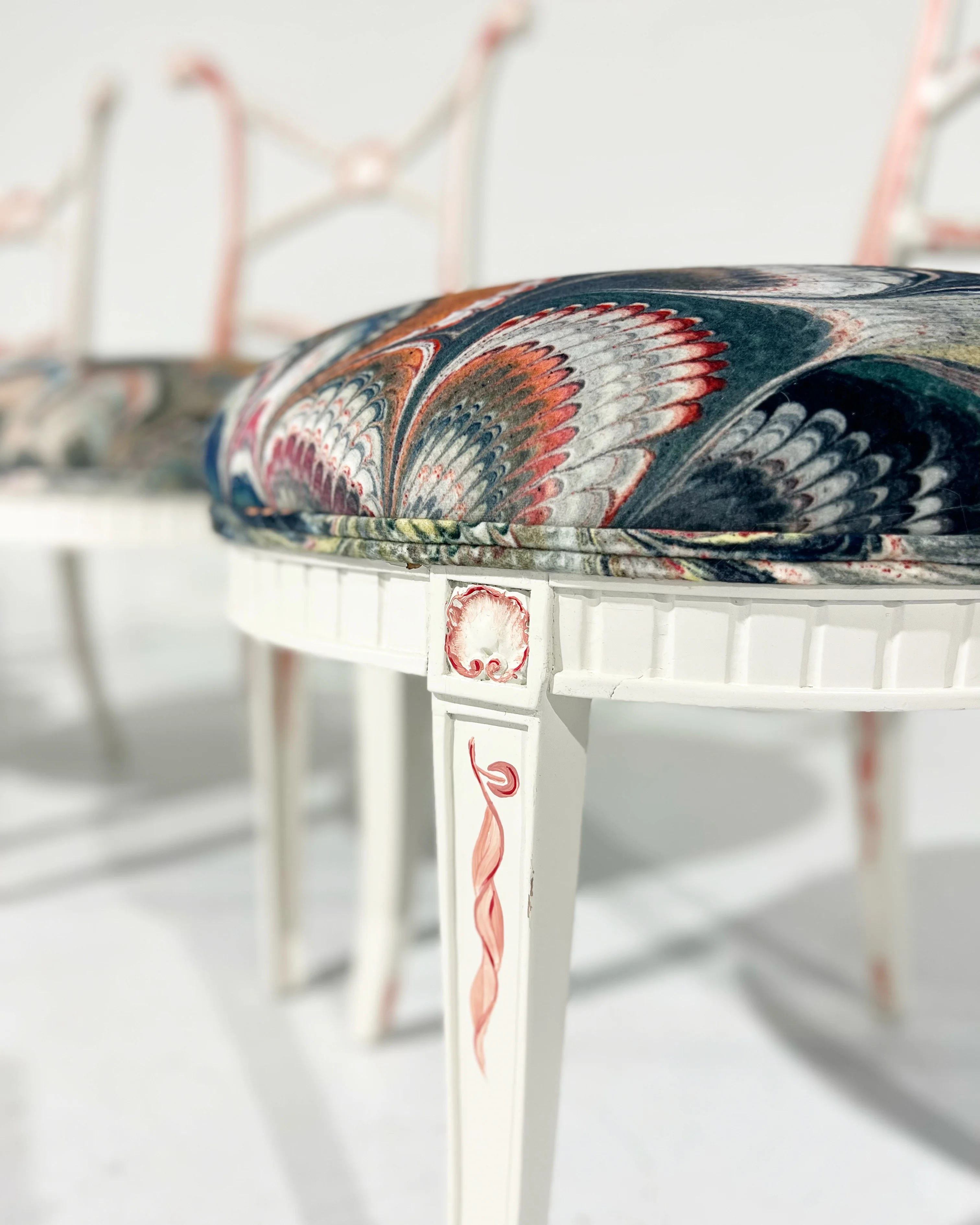 Hand-Painted 'Sea Monsters' Chairs, Set of 4 - Image 3