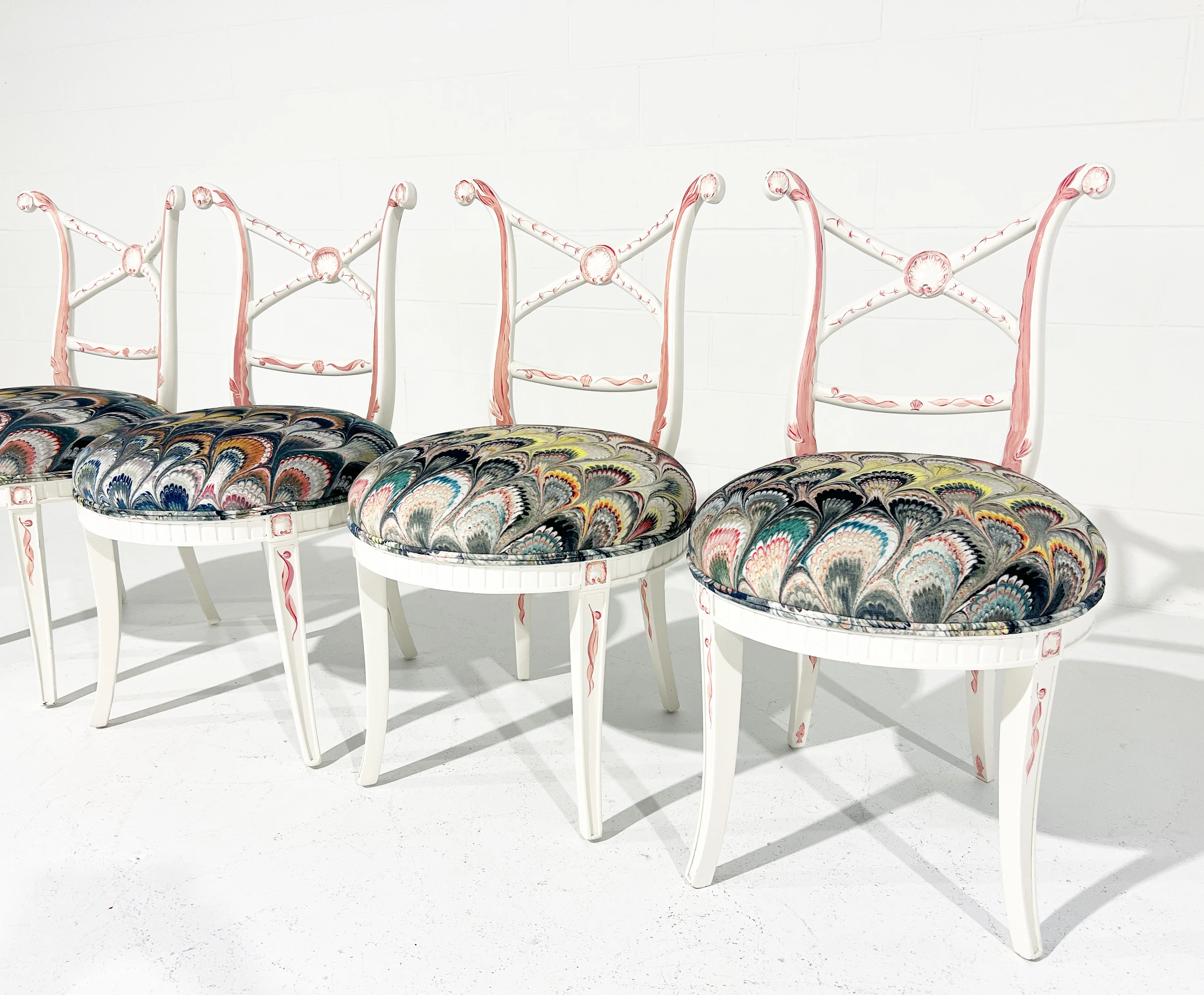 Hand-Painted 'Sea Monsters' Chairs, Set of 4 - Image 6