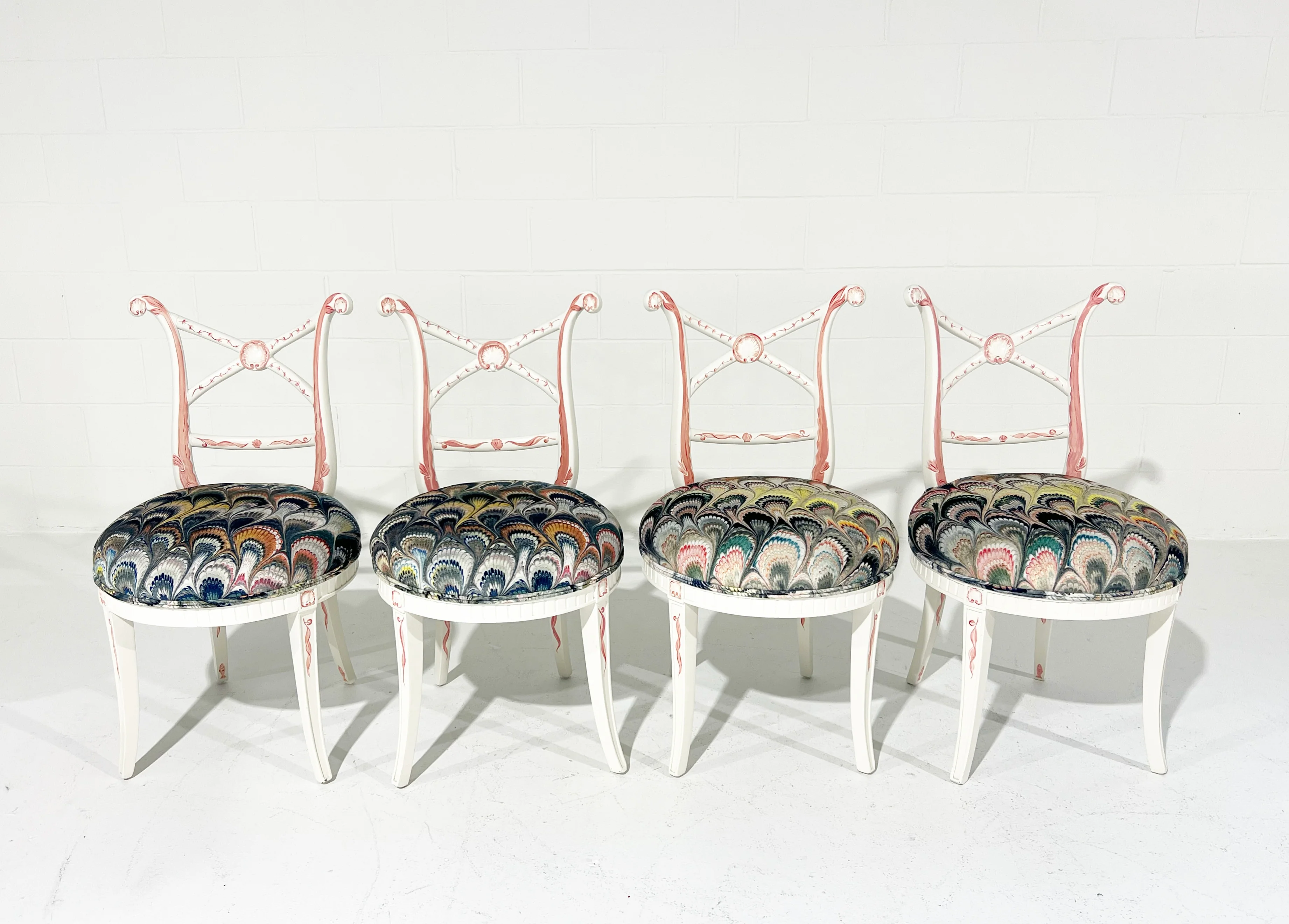 Hand-Painted 'Sea Monsters' Chairs, Set of 4 - Image 8