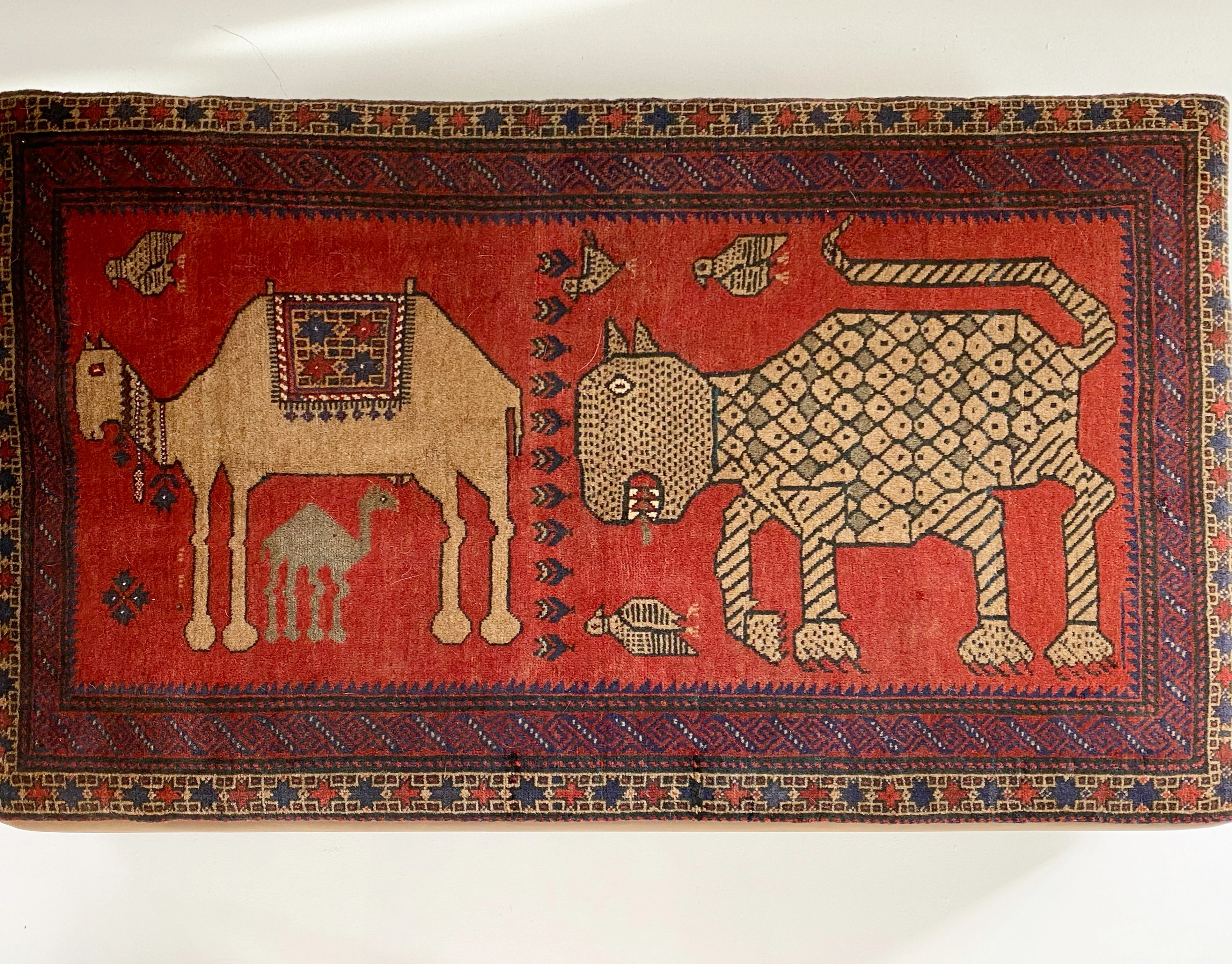 One-of-a-Kind Ottoman with Vintage Belouch Rug from Afghanistan - Image 2