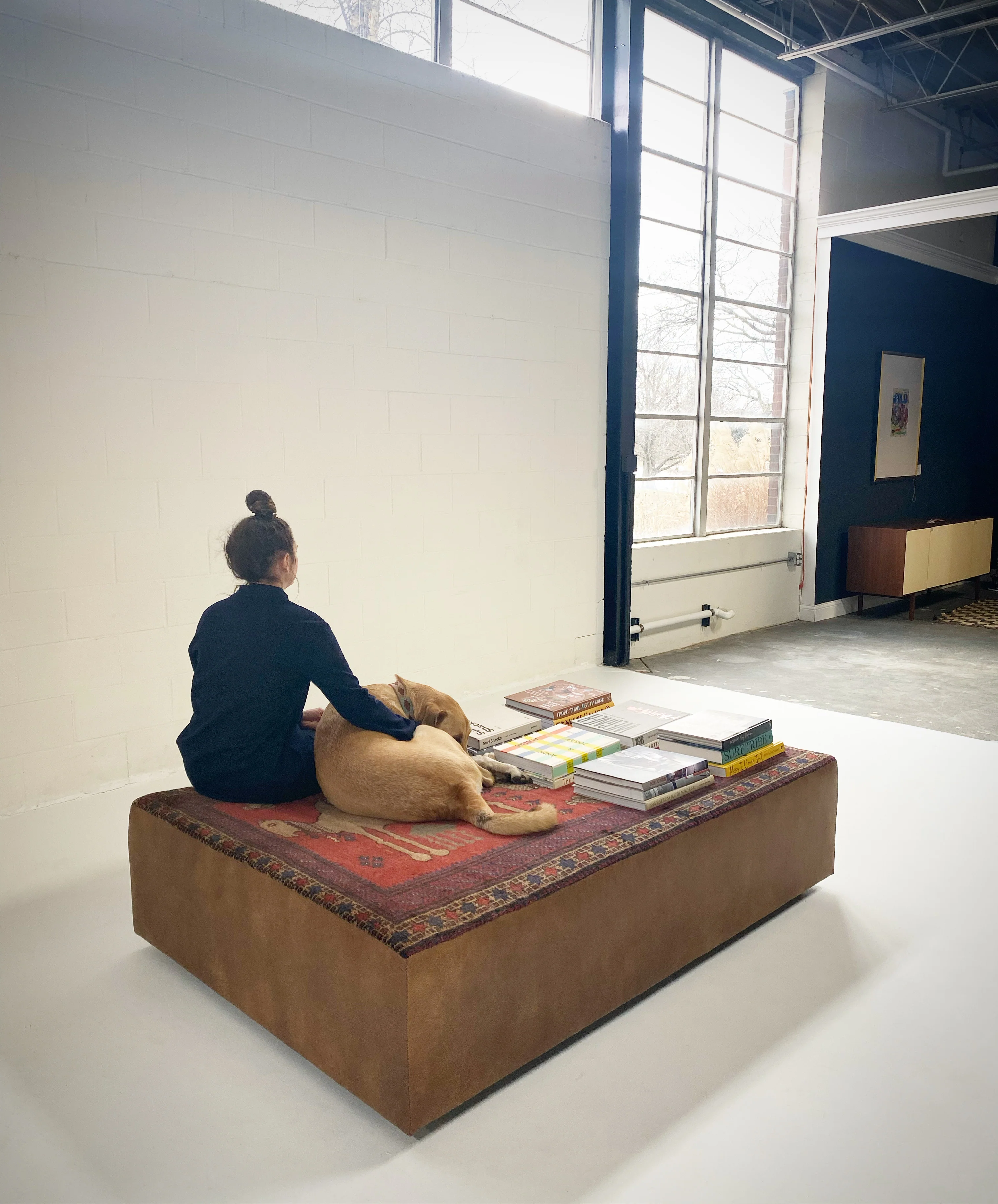 One-of-a-Kind Ottoman with Vintage Belouch Rug from Afghanistan - Image 4