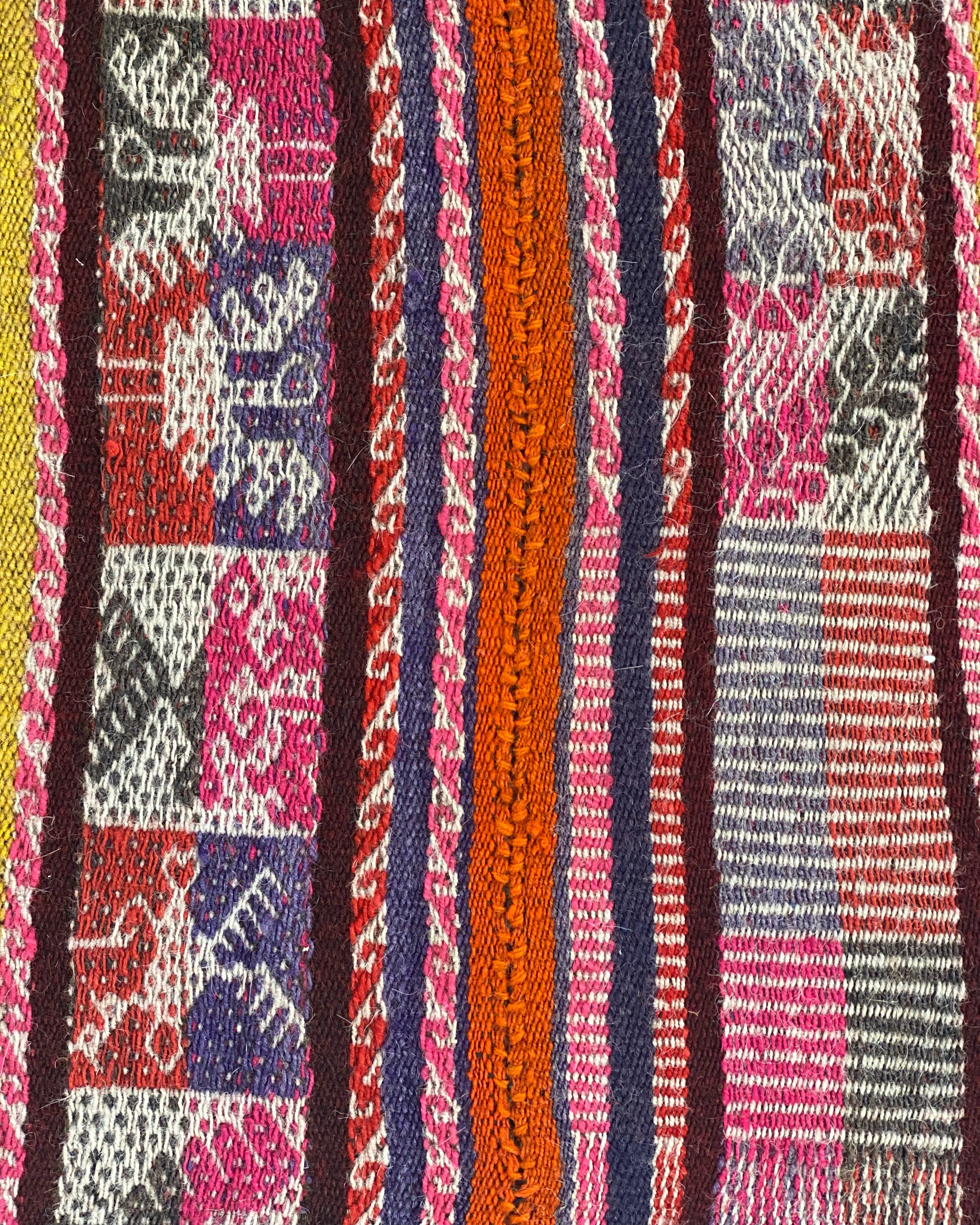 One-of-a-Kind Ottoman with Vintage Peruvian Textile, Black - Image 7
